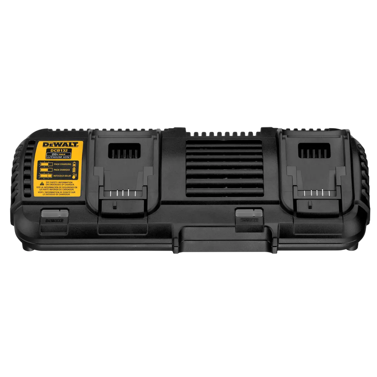 DeWalt Cargador Doble XR FLEXVOLT: 54V - 18V - 12V carril Li-Ion (2x4A) · DCB132-QW