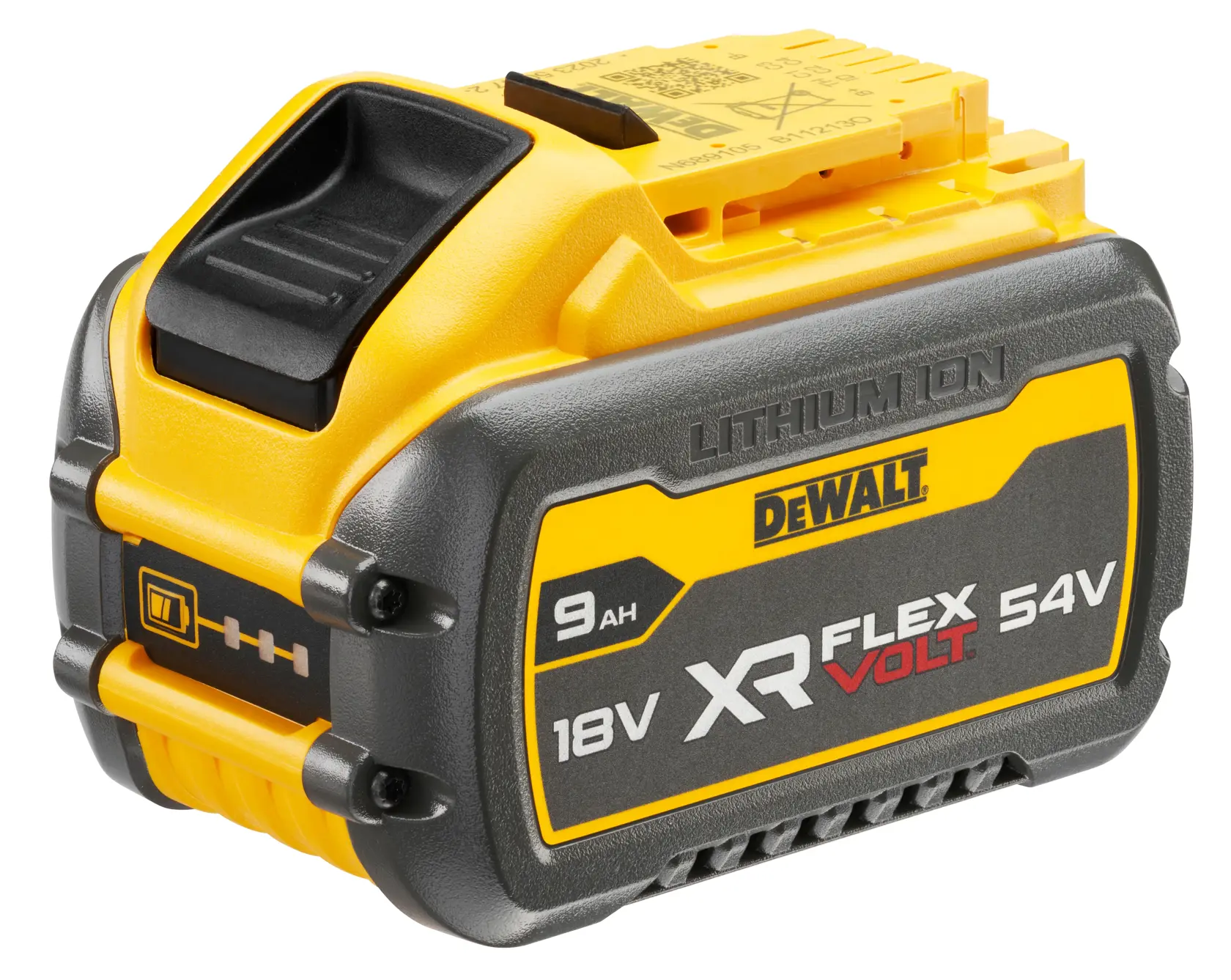 Logotipo DEWALT FLEXVOLT con DEWALT en letras amarillas negritas y FLEXVOLT en letras blancas y rojas sobre un fondo negro.