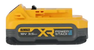 Batería DEWALT XR PowerStack 18V 3.5Ah de ion de litio para herramientas, en amarillo y negro.
