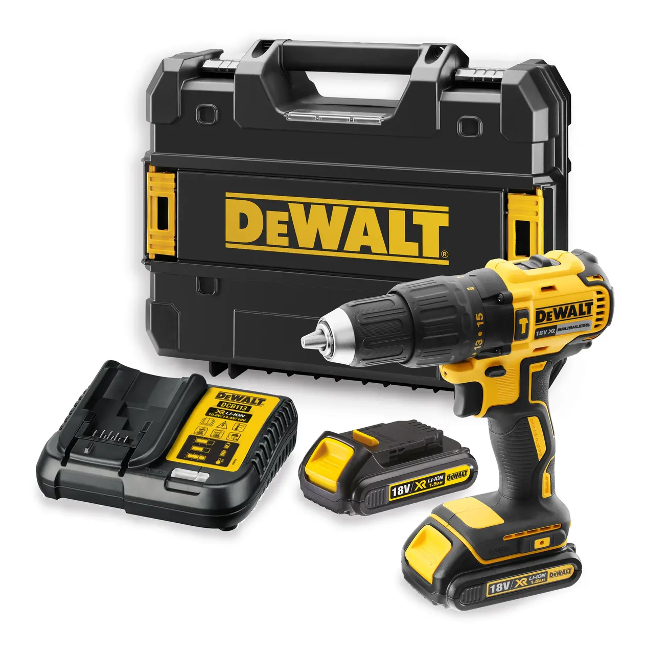 DeWalt Taladro Percutor sin escobillas XR 18V con 2 baterías Li-Ion 1,5Ah · DCD778S2T-QW