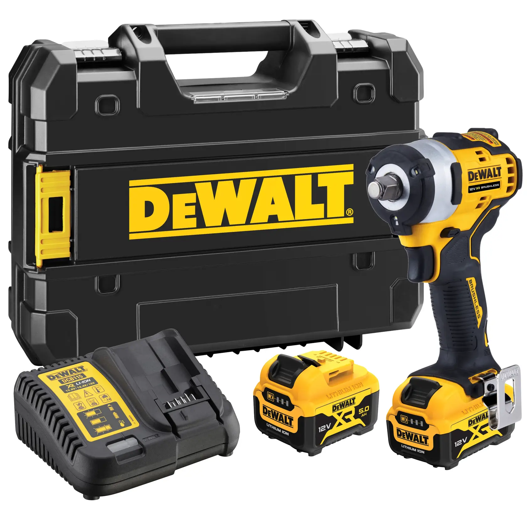Kit DEWALT DCF901P2, DCF901P2-QW: llave impacto, cargador, 2 baterías, estuche. Categoría fotografía.