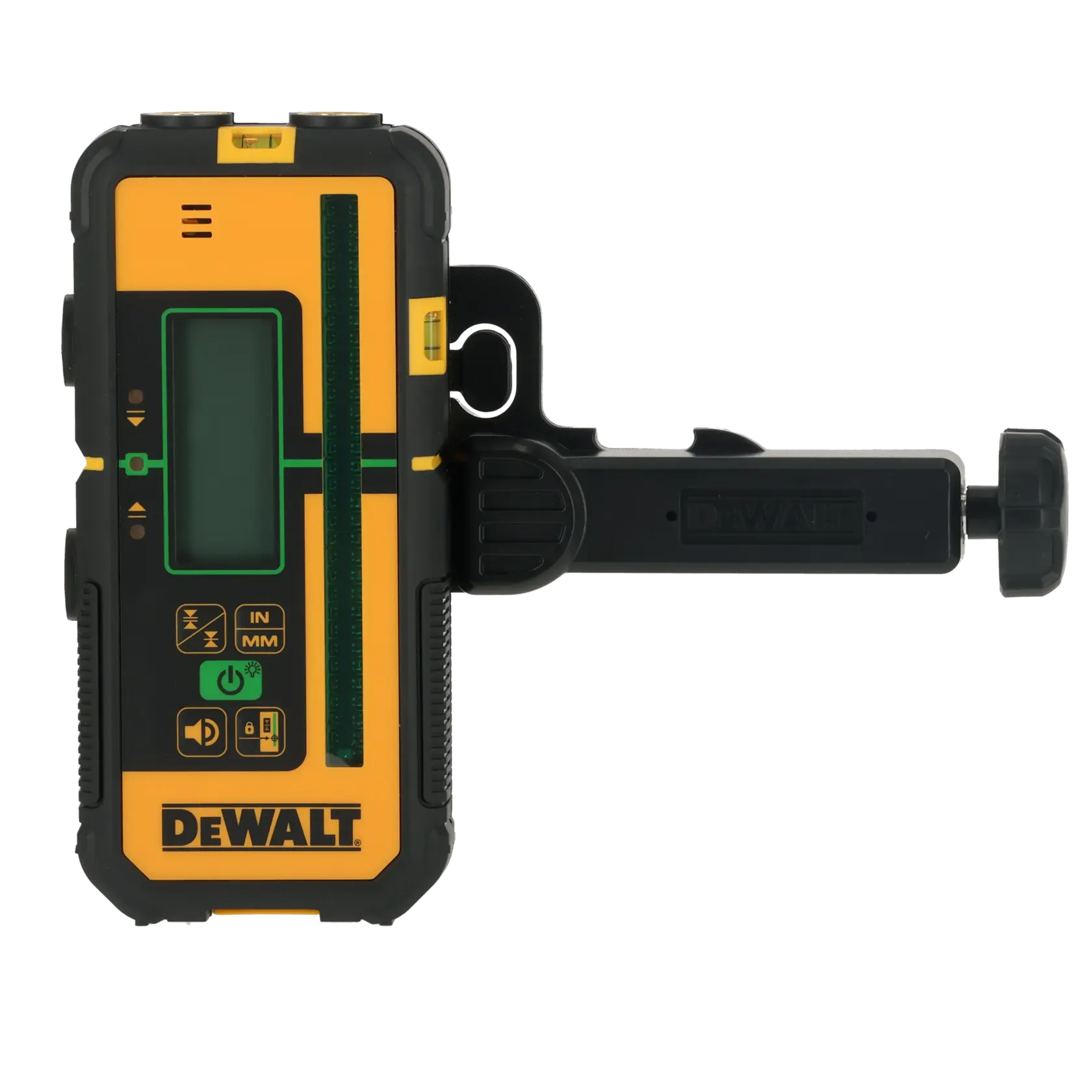 Herramienta fotográfica DEWALT DCLE15221G-QW, DCLE15221G con pantalla y pinza. Diseño amarillo y negro.