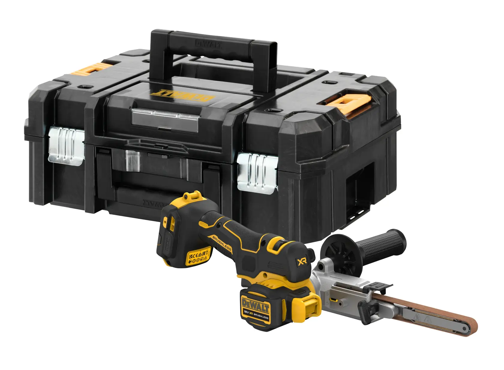 Lijadora de banda sin escobillas XR 18V 13mm sin cargador/batería con maletín TSTAK