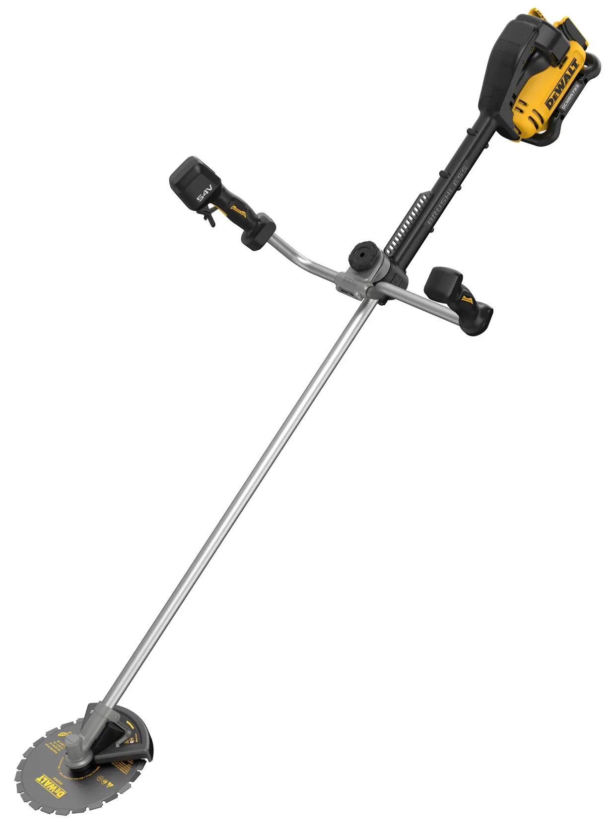 Desbrozadora DEWALT DCMBC723N-XJ, DCMBC723N. Mango largo, manillar bici, diseño amarillo-negro.