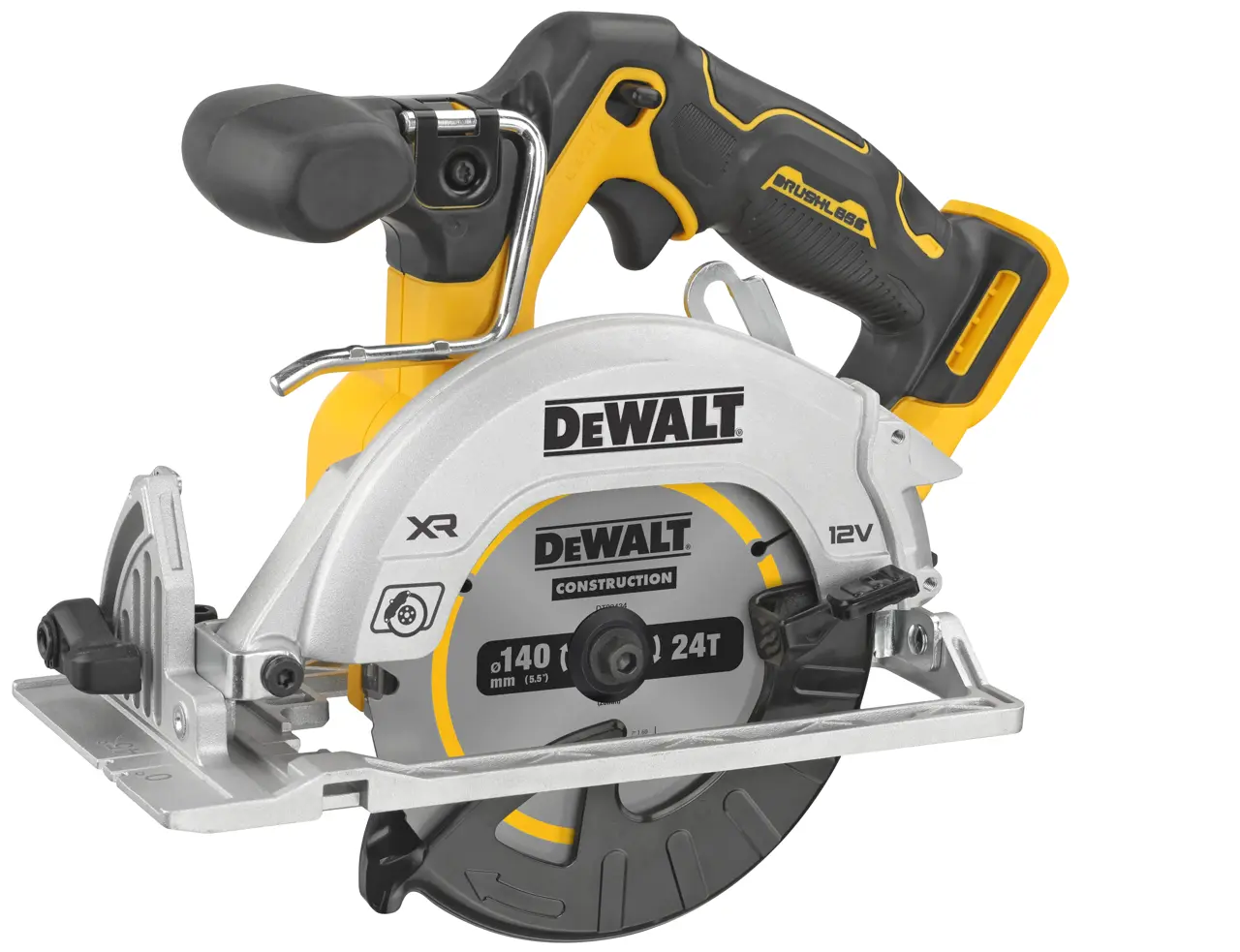 Logotipo de DEWALT en letras negras y audaces centrado sobre un fondo blanco.