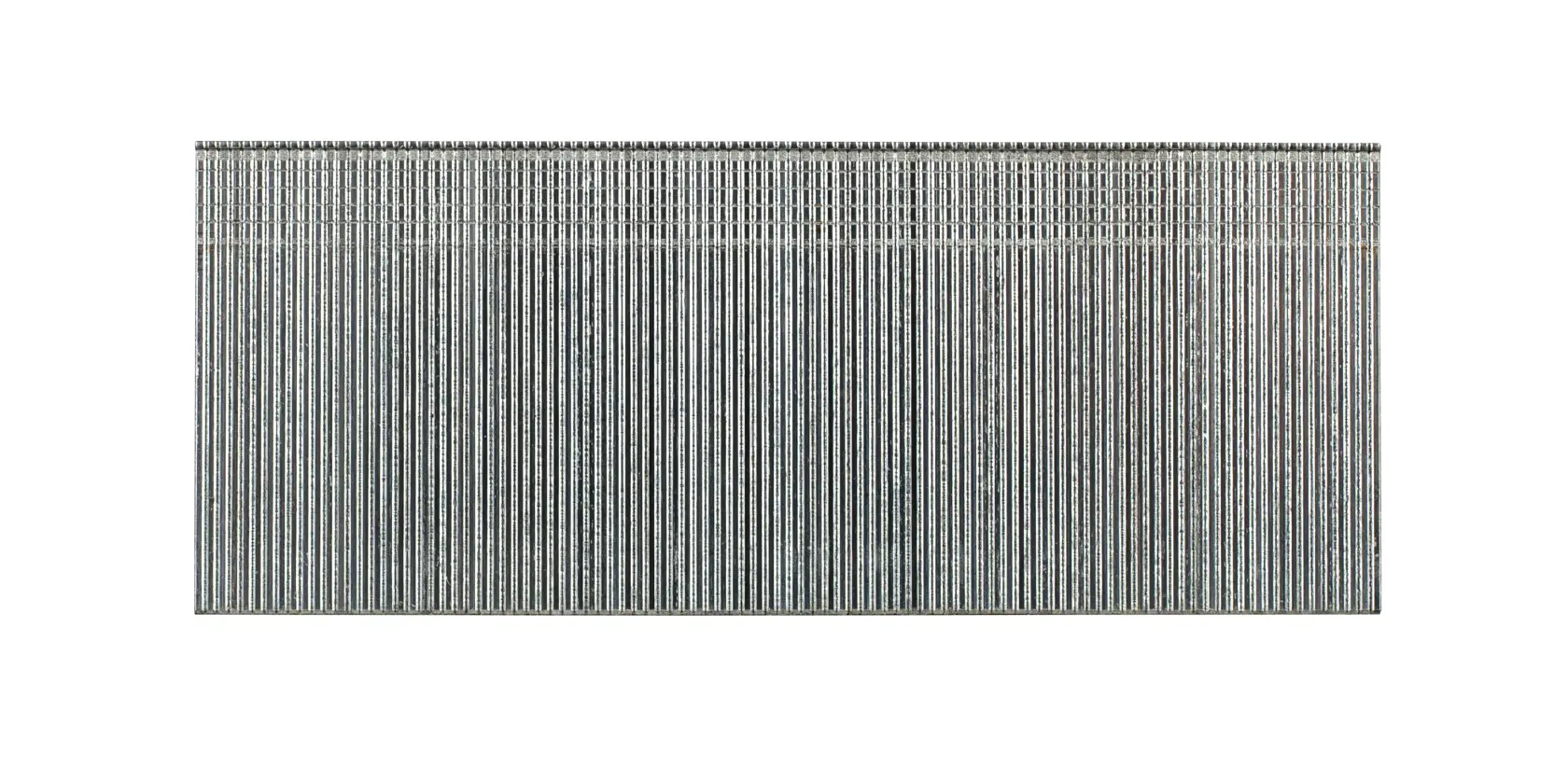 Tira de clavos metálicos DEWALT para pistola de clavos, mostrada sobre fondo blanco.