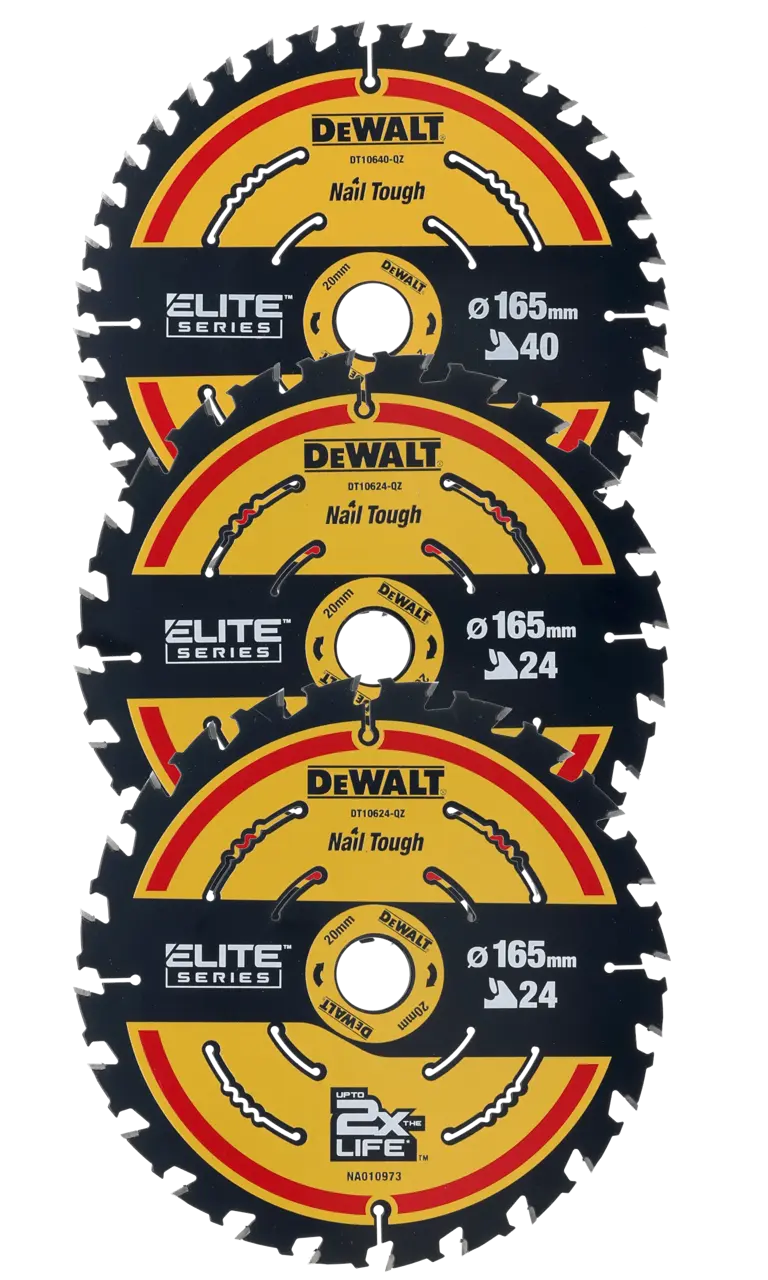 DeWalt Juego 3 Hojas Para Sierra Circular Portátil Elite 165Mmx20Mmx24T (X2) ,  165Mmx20Mmx40T · DT10397-QZ