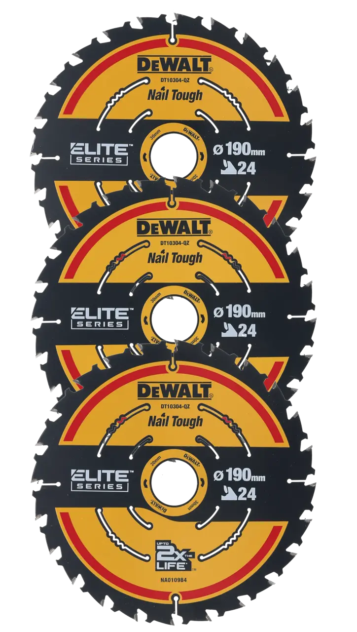 DeWalt Juego 3 hojas para sierra circular portátil ELITE 190mmx30mmx24T · DT10399-QZ