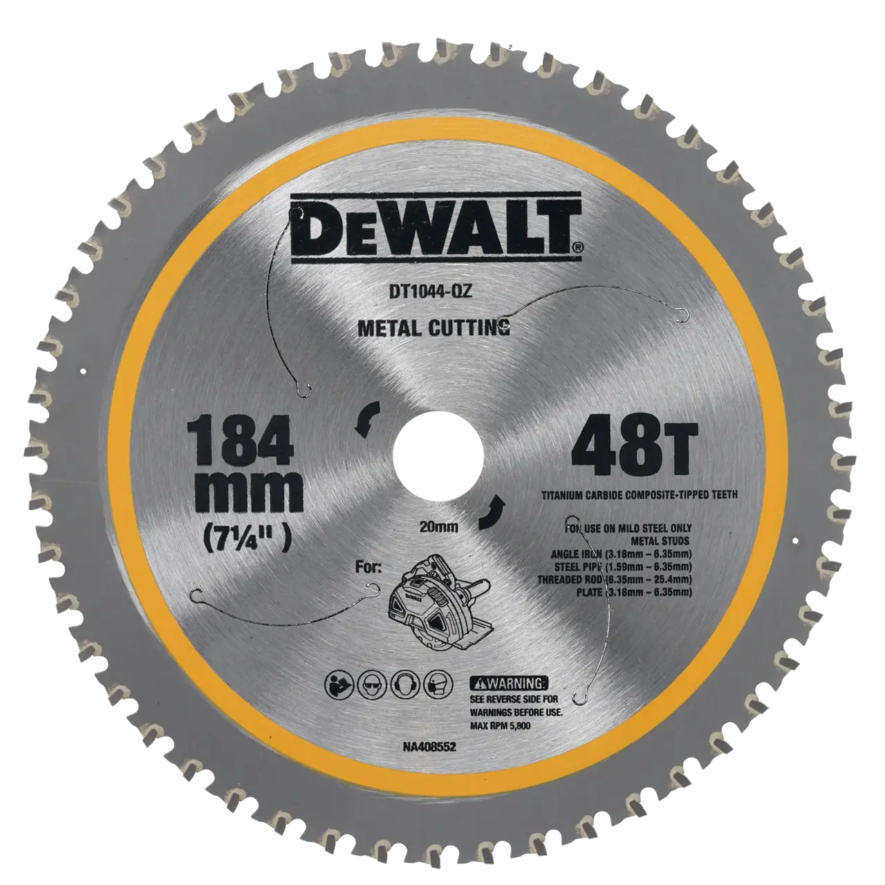 DeWalt Disco para sierra DCS383 corte en metal 184mmx20mmx48D · DT1044-QZ