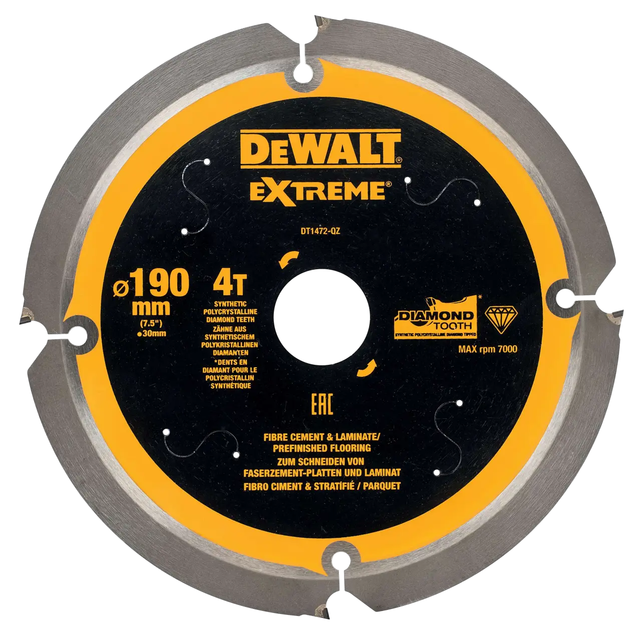 DeWalt Hojas para corte de Multi-Material ( Fibrocemento ) 190x30mm x 4D · DT1472-QZ