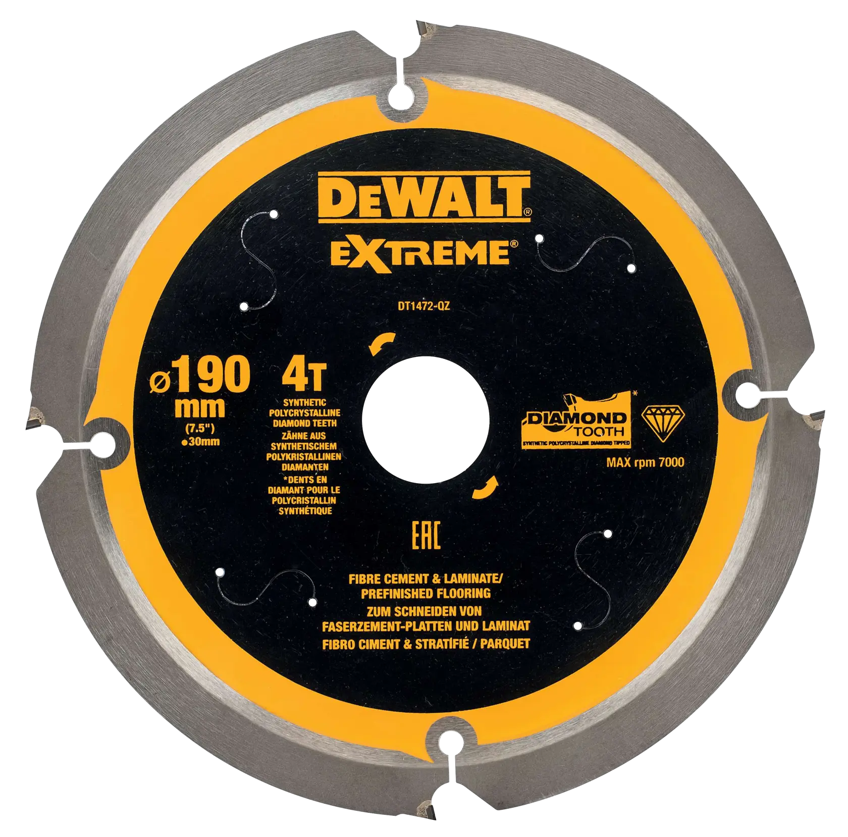 Gráfico que muestra la marca DEWALT XTREME Sub-Compact Series con el eslogan 'Compacto y lleno de rendimiento' sobre un fondo amarillo.