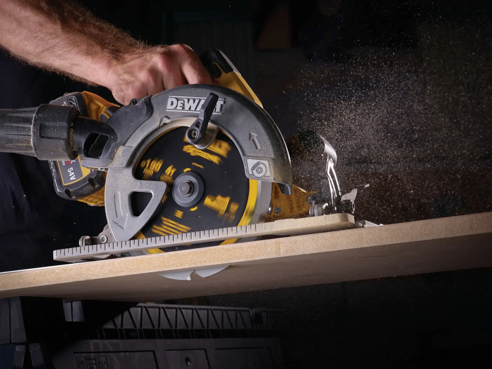 Graphic showing DEWALT XTREME Sub-Compact Series branding with the slogan 'Compact and Performance Packed' on a yellow background.