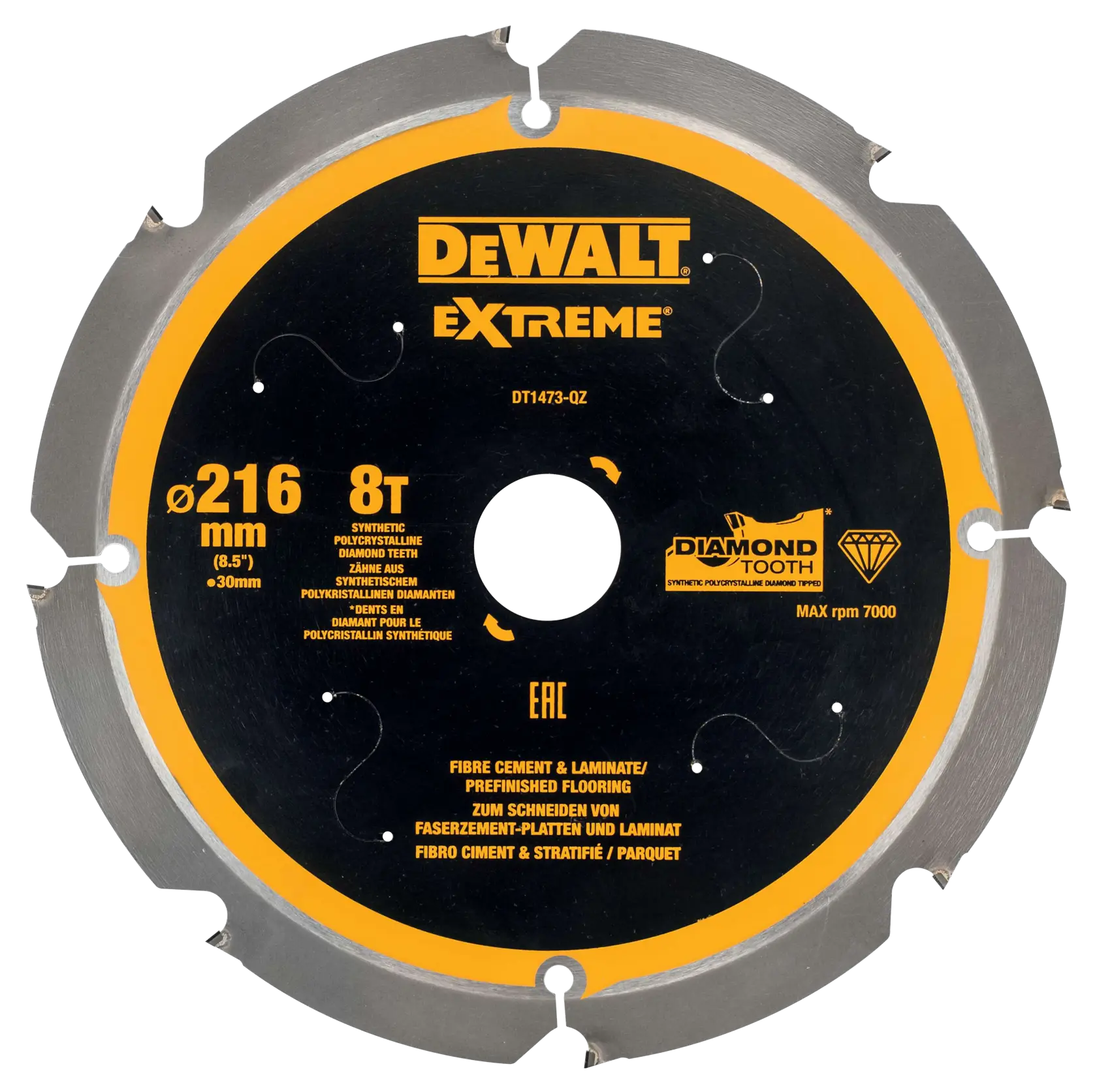 Gráfico que muestra la marca DEWALT XTREME Sub-Compact Series con el eslogan 'Compacto y lleno de rendimiento' sobre un fondo amarillo.
