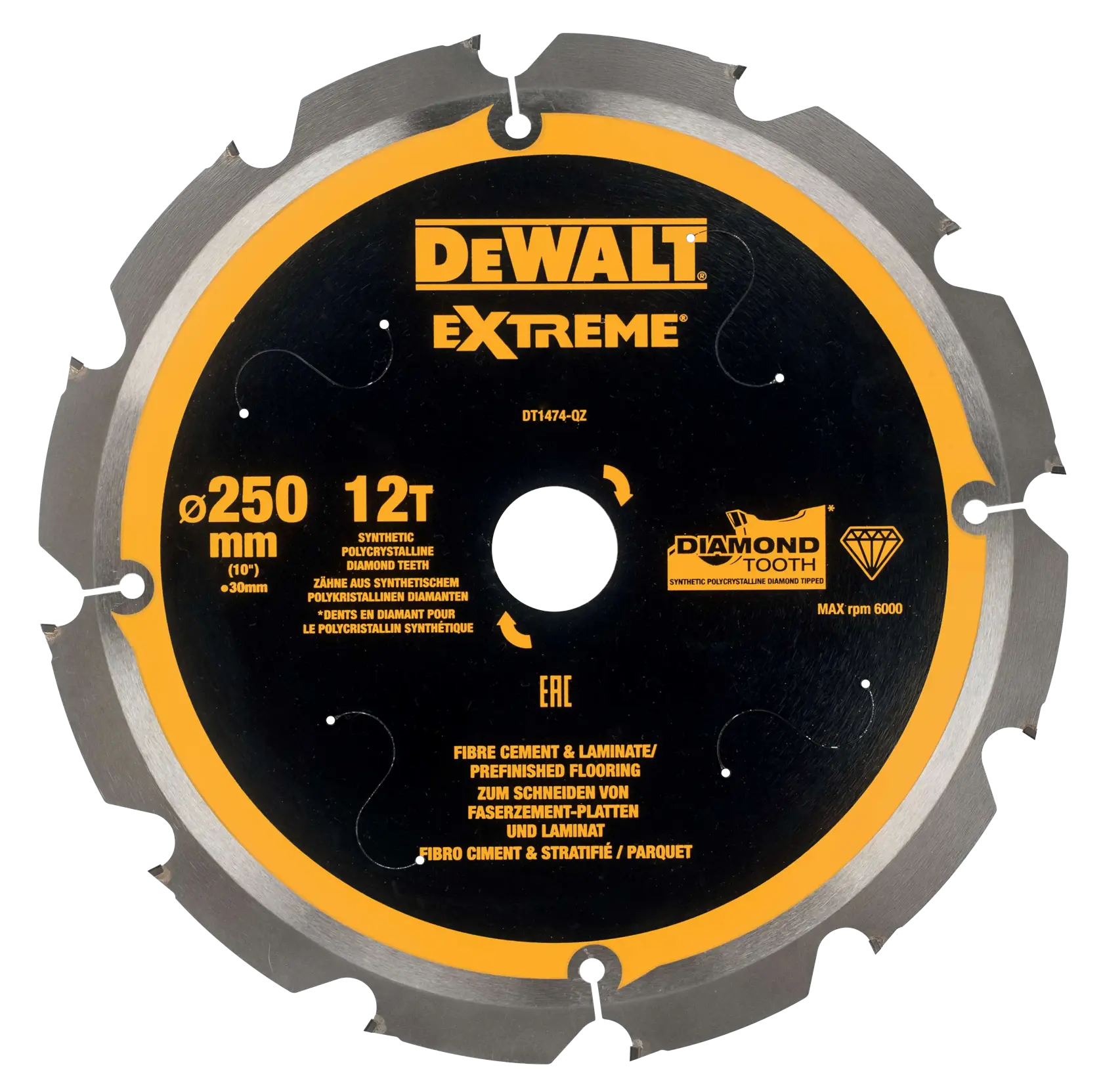 Gráfico que muestra la marca DEWALT XTREME Sub-Compact Series con el eslogan 'Compacto y lleno de rendimiento' sobre un fondo amarillo.