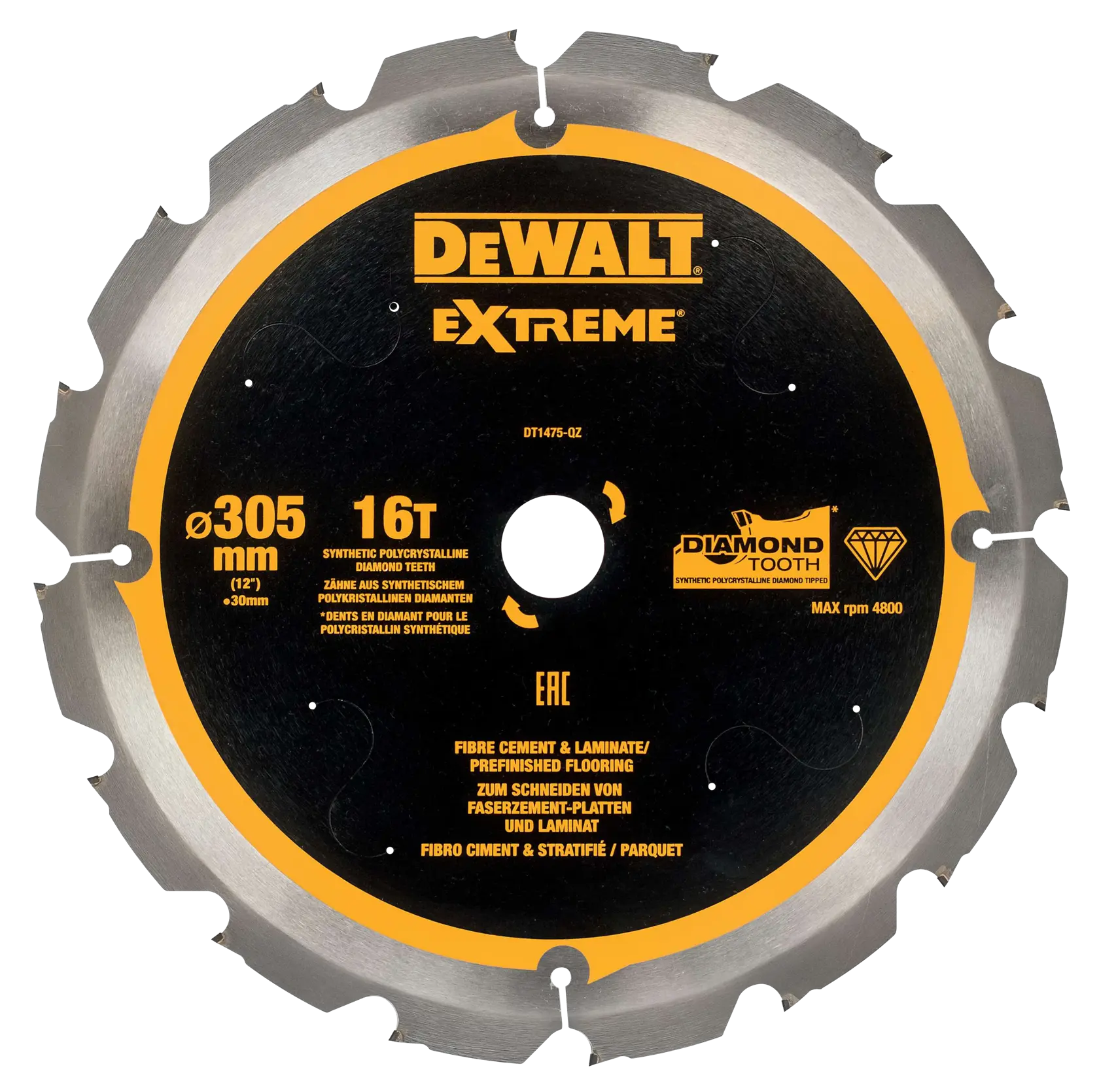Gráfico que muestra la marca DEWALT XTREME Sub-Compact Series con el eslogan 'Compacto y lleno de rendimiento' sobre un fondo amarillo.