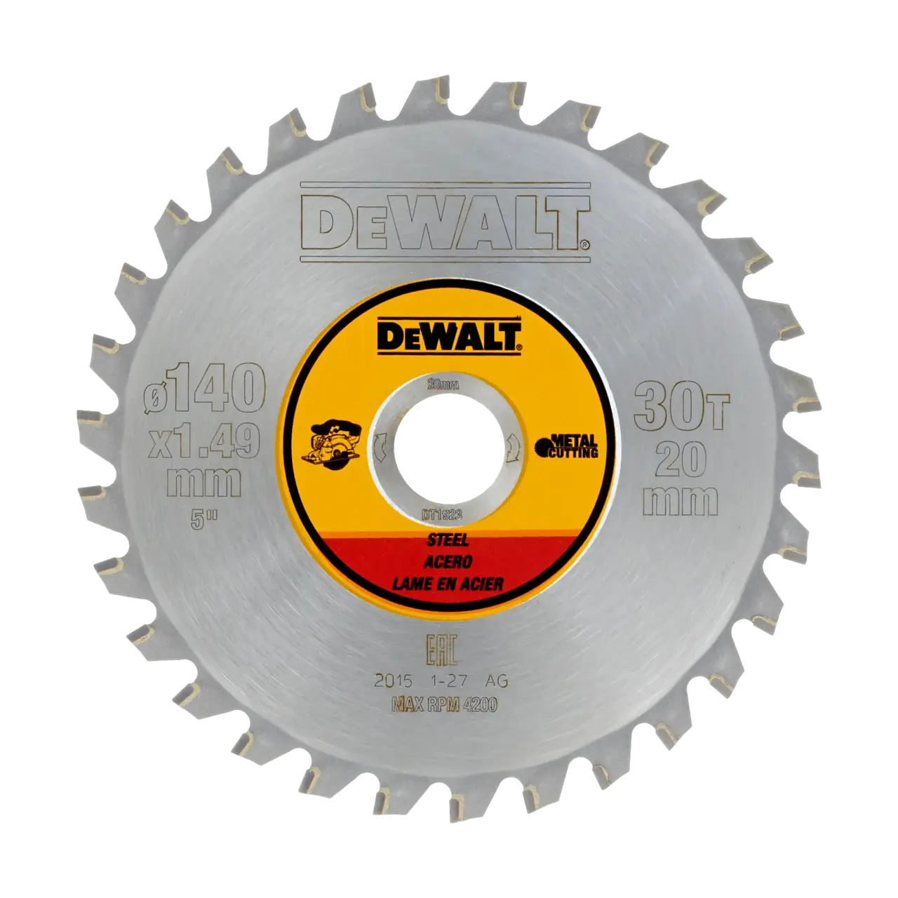 Logotipo de DEWALT en letras negras y audaces centrado sobre un fondo blanco.