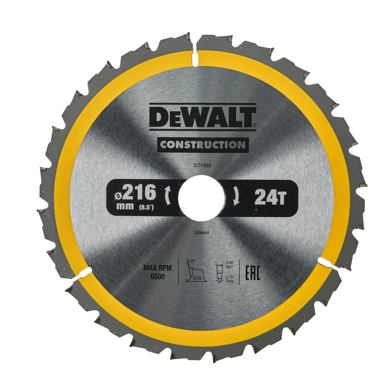 DeWalt Hoja para sierra circular estacionaria 216x30mm 24D ATB -5º · DT1952-QZ