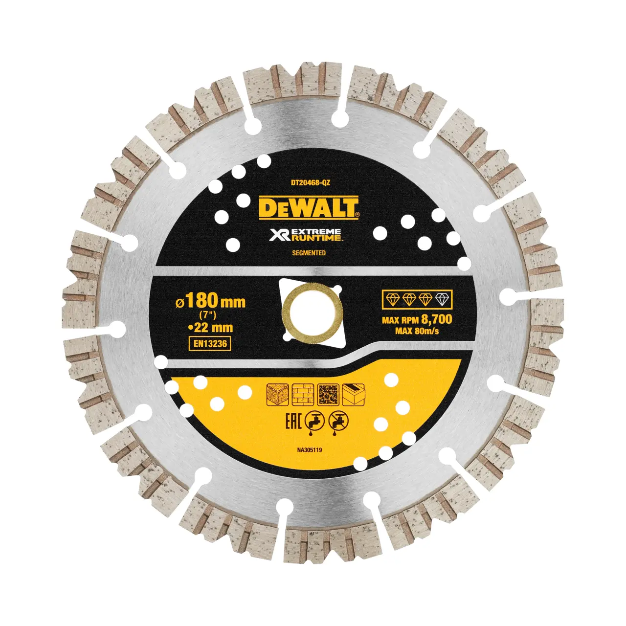 DeWalt Discos de diamante ELITE EXTREME® RUNTIME™ 180mm - Todos los usos · DT20468-QZ