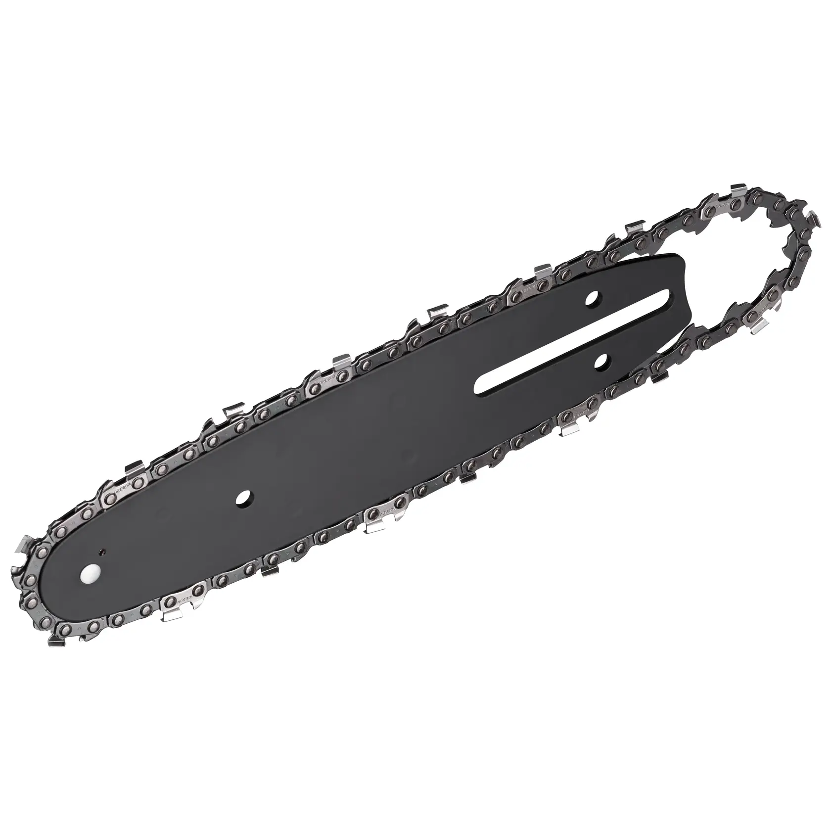Foto de barra de motosierra DEWALT con cadena, SKU DT20668, DT20668-QZ, negra, lateral, categoría Fotografía.
