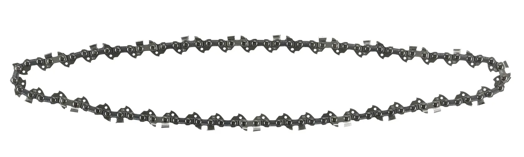 Cadena para motosierra DEWALT, DT20676-QZ, DT20676, metal, ovalada, fotografía, fondo blanco.