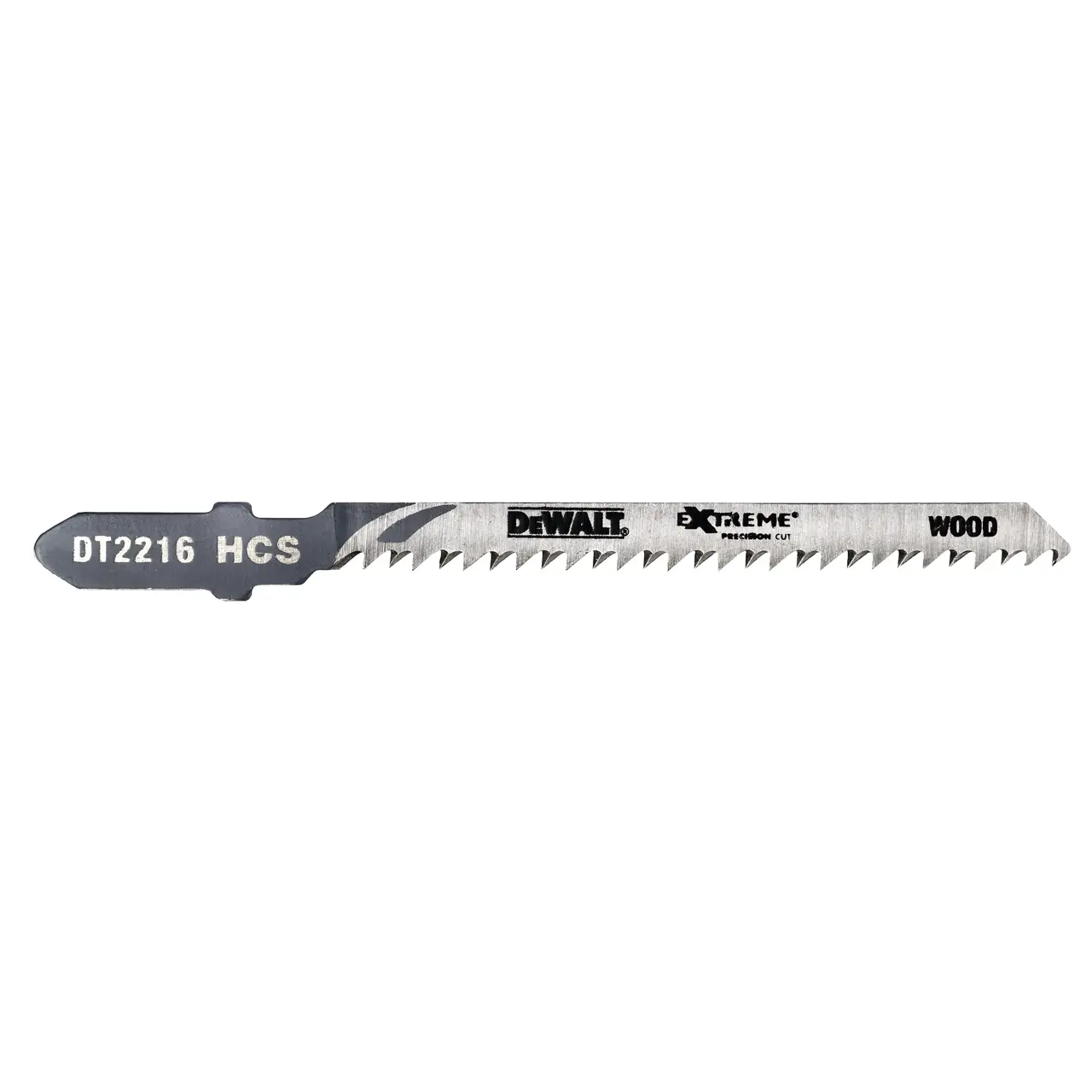 DeWalt Hoja de sierra de calar XPC - HCS, longitud: 82mm, paso de diente: 2mm, hoja de contornear para cortes curvos rápidos y precisos en madera, aglomerado y contrachapado hasta 15mm de espesor. No es adecuada para corte de incisión · DT2216-QZ