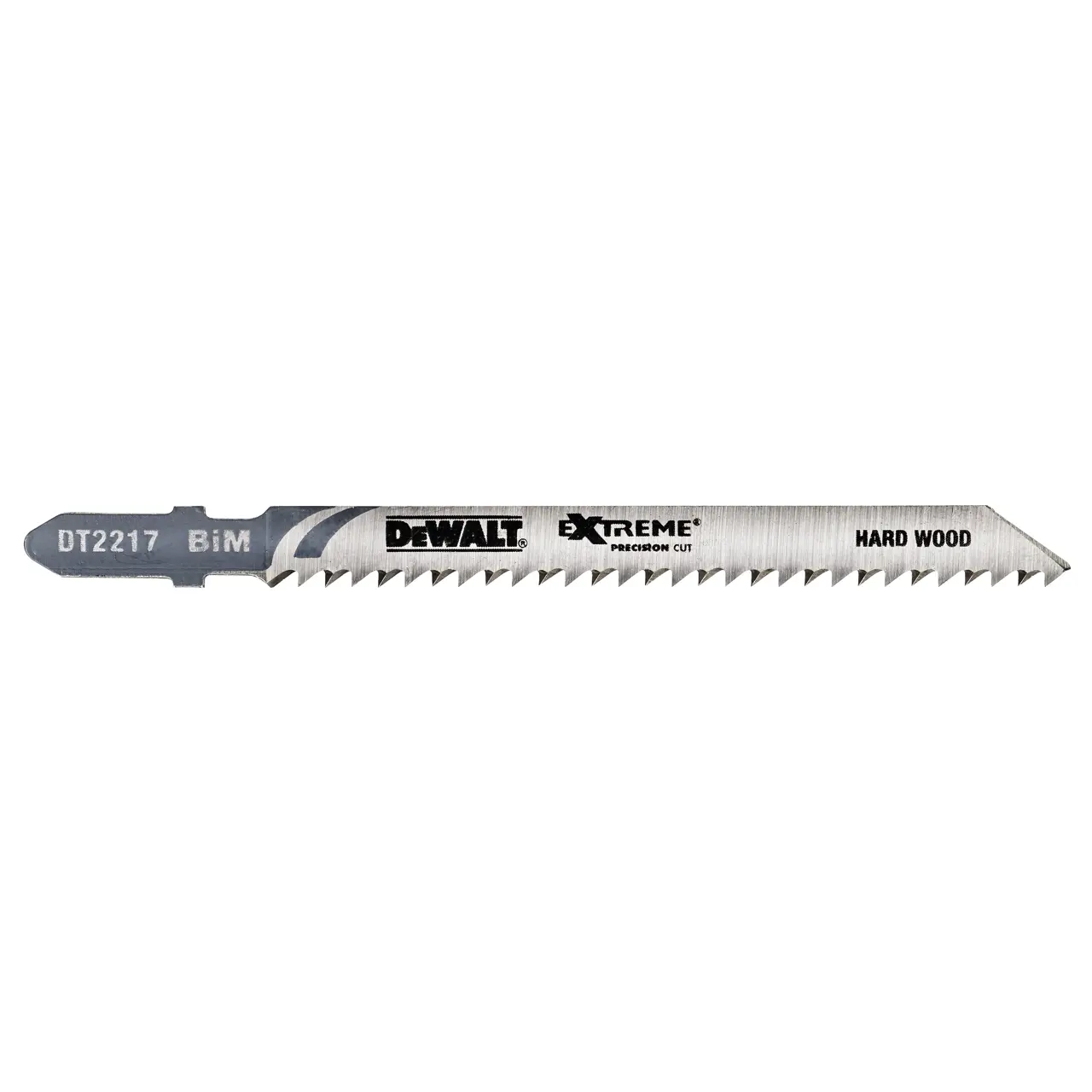 DeWalt Hoja de sierra de calar XPC - BIM, longitud: 100mm, paso de diente: 2.5mm, hoja bi-metal para prolongar la vida útil, para cortes precisos, limpios y rápidos en madera, aglomerado, contrachapado, laminado y plástico hasta 30mm de espesor · DT2217-QZ
