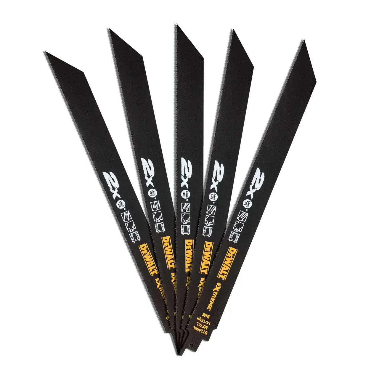 DeWalt Hoja de sierra sable bi-metal Extreme 2X, longitud: 305mm, paso de diente: 1.8-1.4mm para metal · DT2409L-QZ
