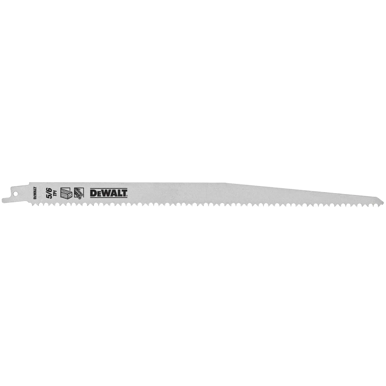 DeWalt Hoja de sierra sable HCS, longitud: 305m, paso de diente: 8.5mm, para corte en madera gruesa sin clavos (20-250mm), madera viva y poda (hasta 250mm) · DT2432-QZ