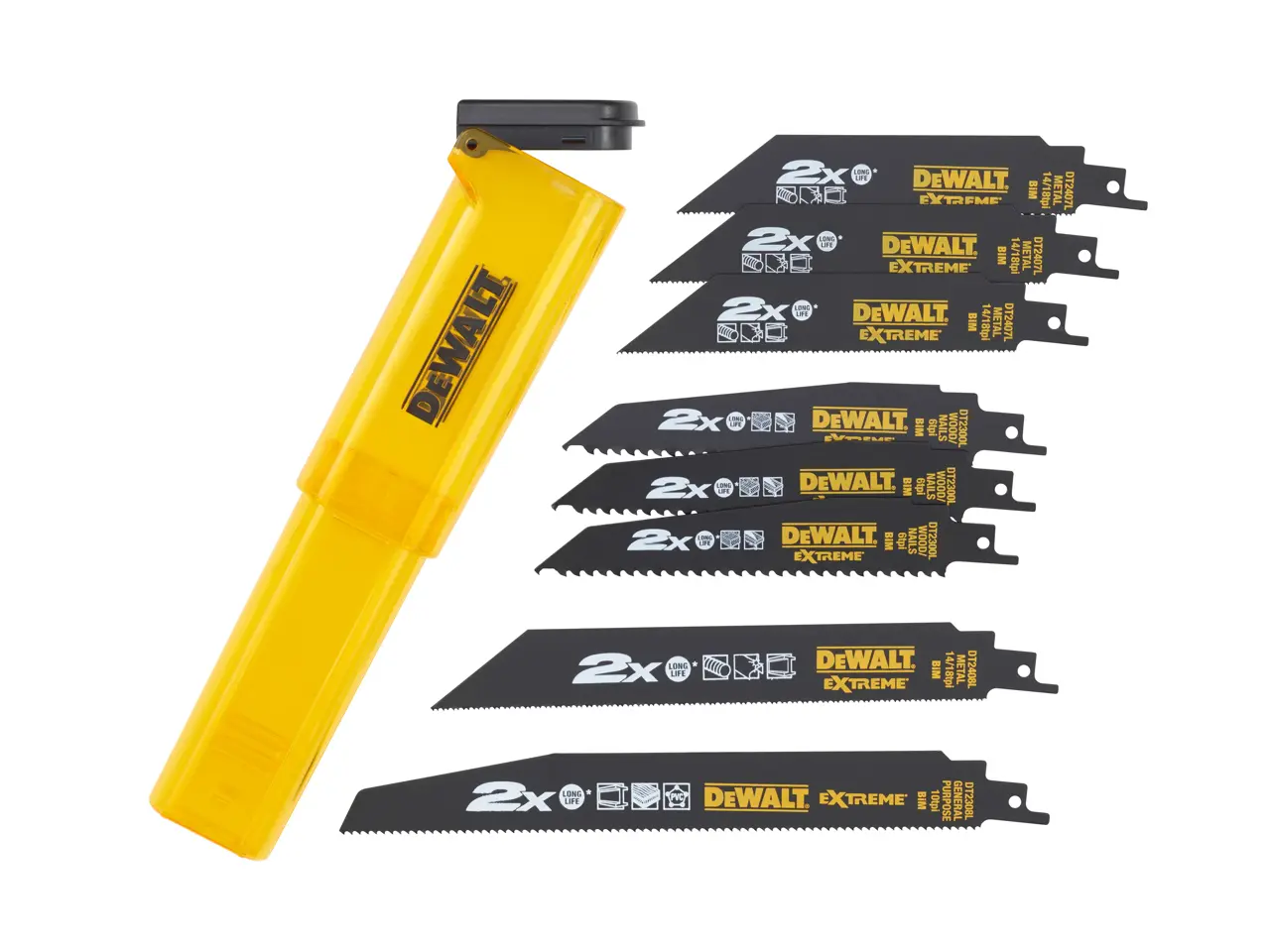 DeWalt Juego de 8 hojas de sierra sable 2X  3xDT2300L, 3xDT2407L, 1xDT2308L, 1xDT2408L · DT2443L-QZ