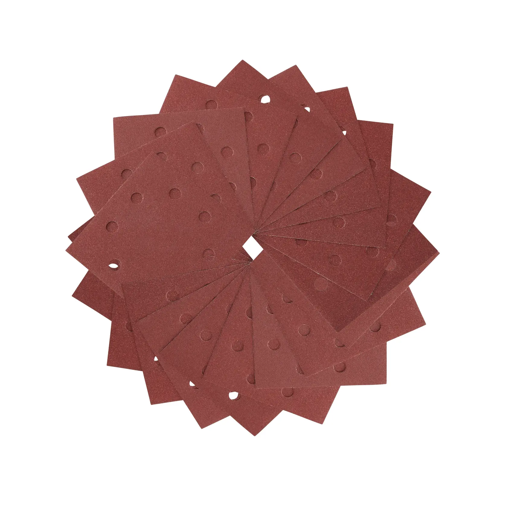 Lija 1/4 de hoja 115x115mm perforada de fijación rápida, grano 240, para el lijado en seco de maderas y pinturas