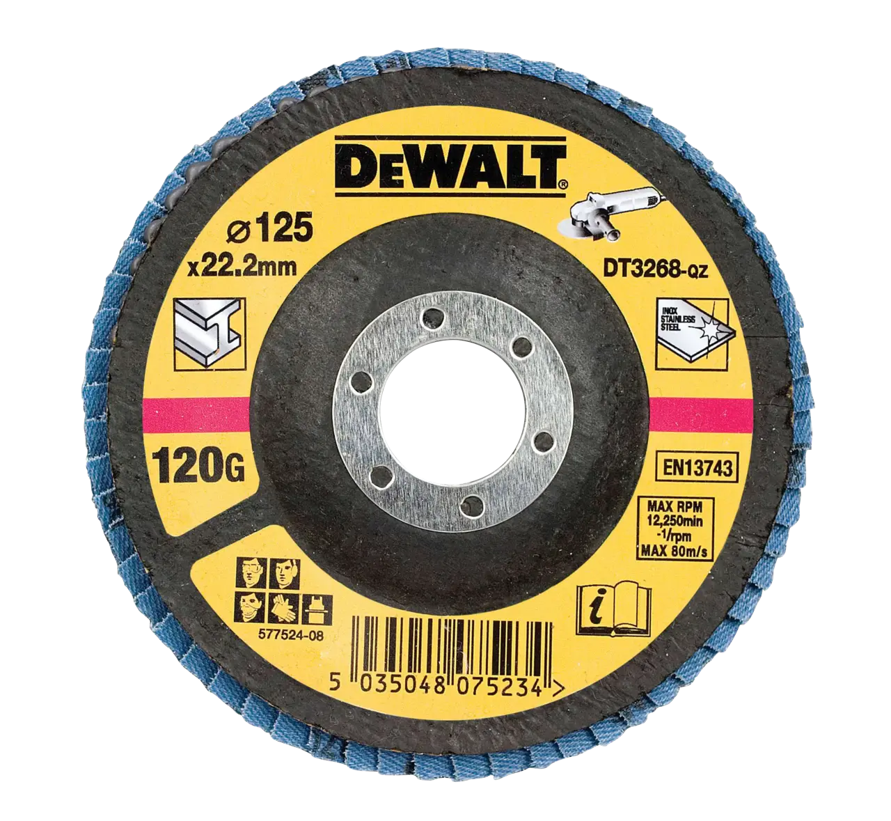 DeWalt Disco de láminas Ø125mm, grano 120 - Cóncavo · DT3268-QZ
