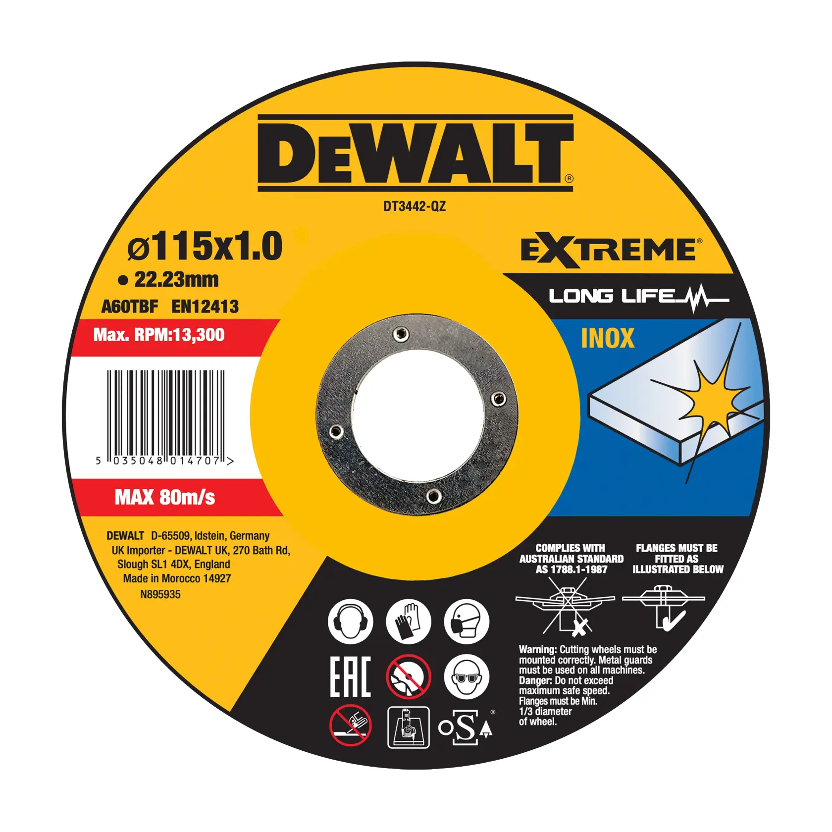 Gráfico que muestra la marca DEWALT XTREME Sub-Compact Series con el eslogan 'Compacto y lleno de rendimiento' sobre un fondo amarillo.