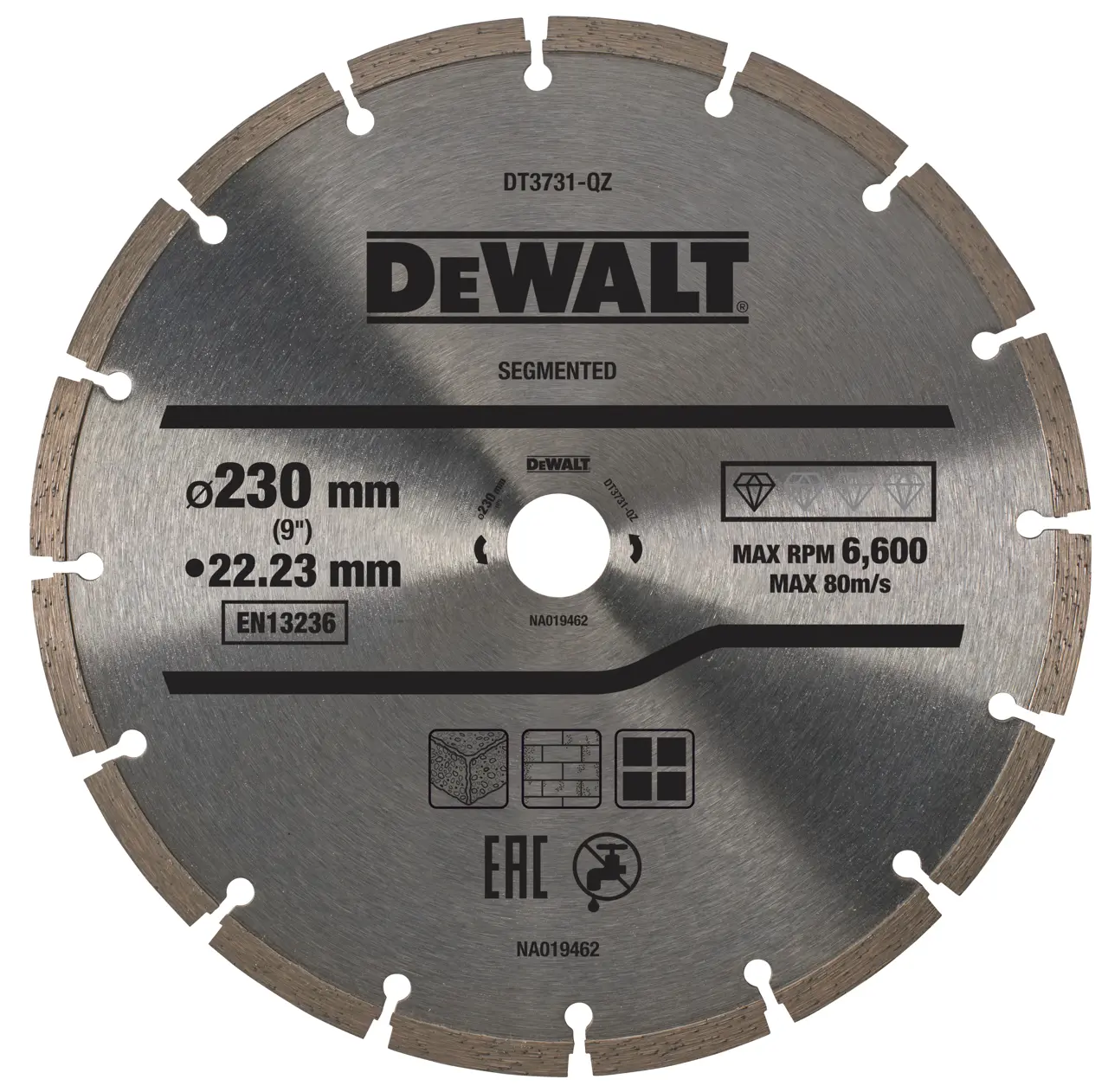 DeWalt Disco de diamante  para corte en seco con borde segmentado 230x22.2mm,  para materiales de construcción · DT3731-QZ
