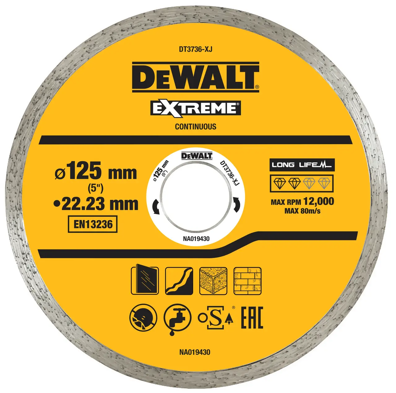DeWalt Disco de diamante  sinterizado para azulejos 125x22.2mm · DT3736-XJ