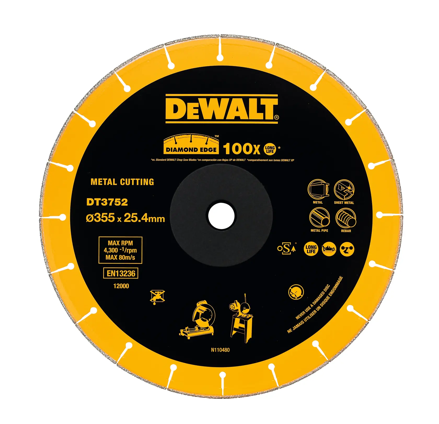 Gráfico que muestra la marca DEWALT XTREME Sub-Compact Series con el eslogan 'Compacto y lleno de rendimiento' sobre un fondo amarillo.