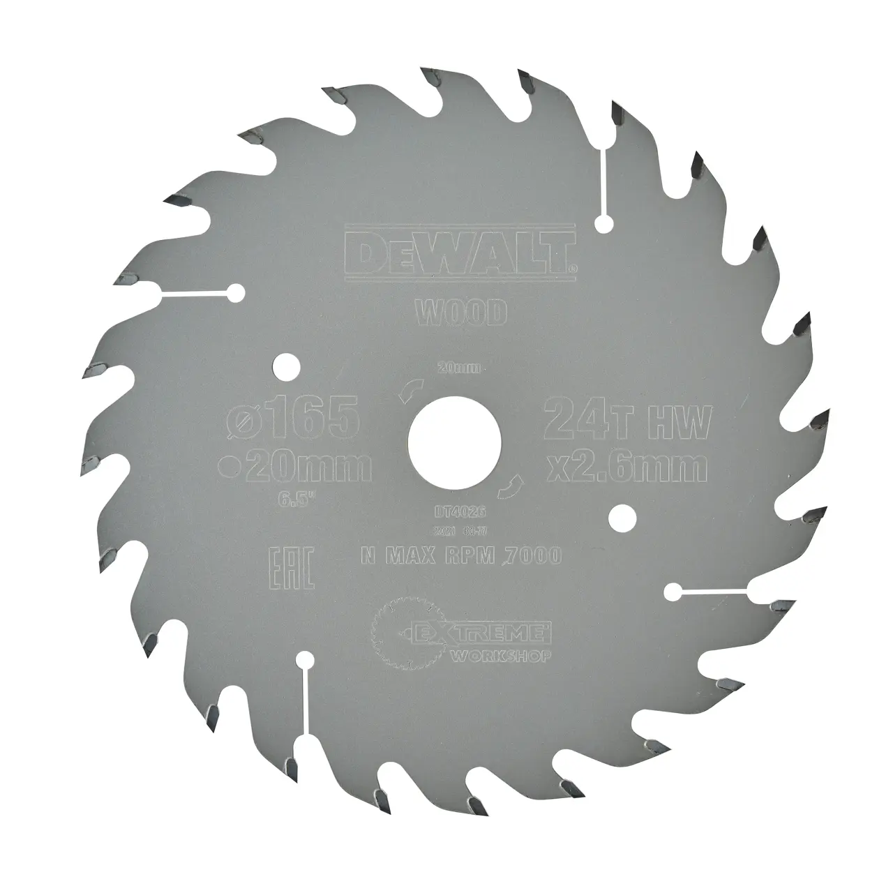 DeWalt Hoja Para Sierra Circular Portátil 165X20Mm 24D Atb , 25º · DT4026-QZ