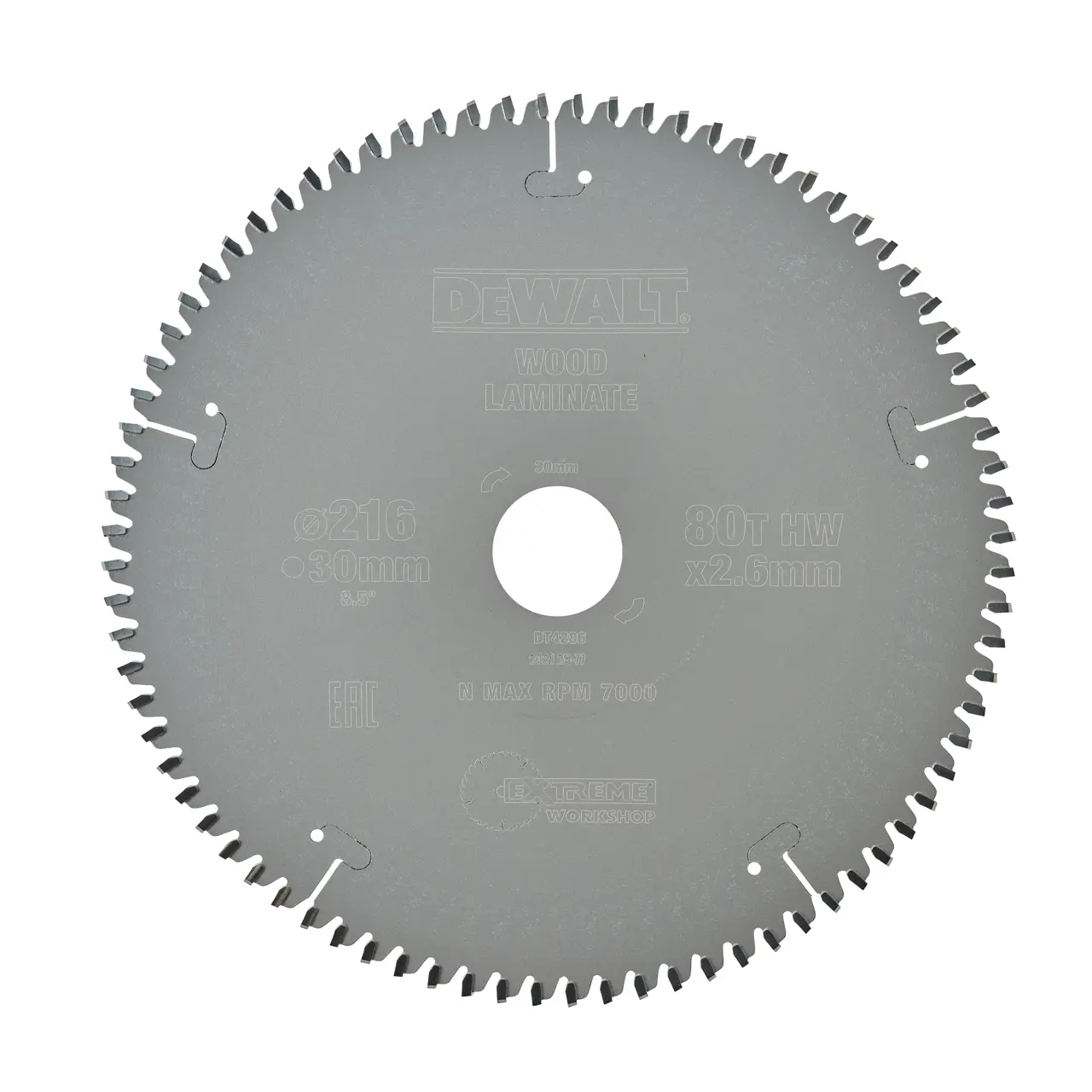 DeWalt Hoja para sierra circular estacionaria 216x30mm 80D TCG -5º · DT4286-QZ