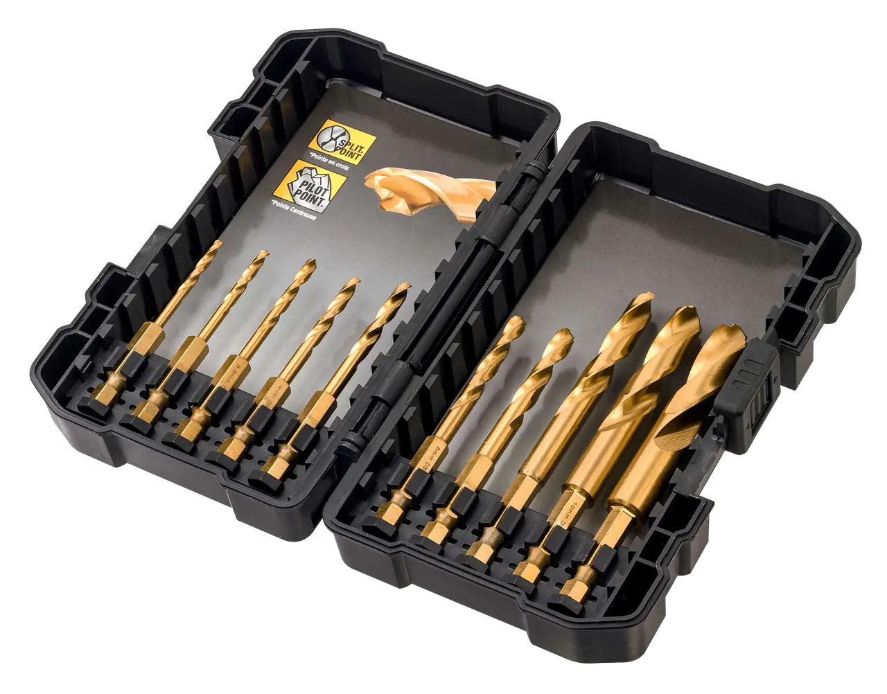 DeWalt Juego de 10 brocas de impacto TITANIUM Ø 3,3.2,3.5,4,4.5,5,6,8,10,12mm · DT50050-QZ