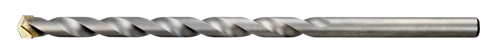Broca helicoidal de metal con punta de carburo para perforación precisa, sobre fondo blanco.