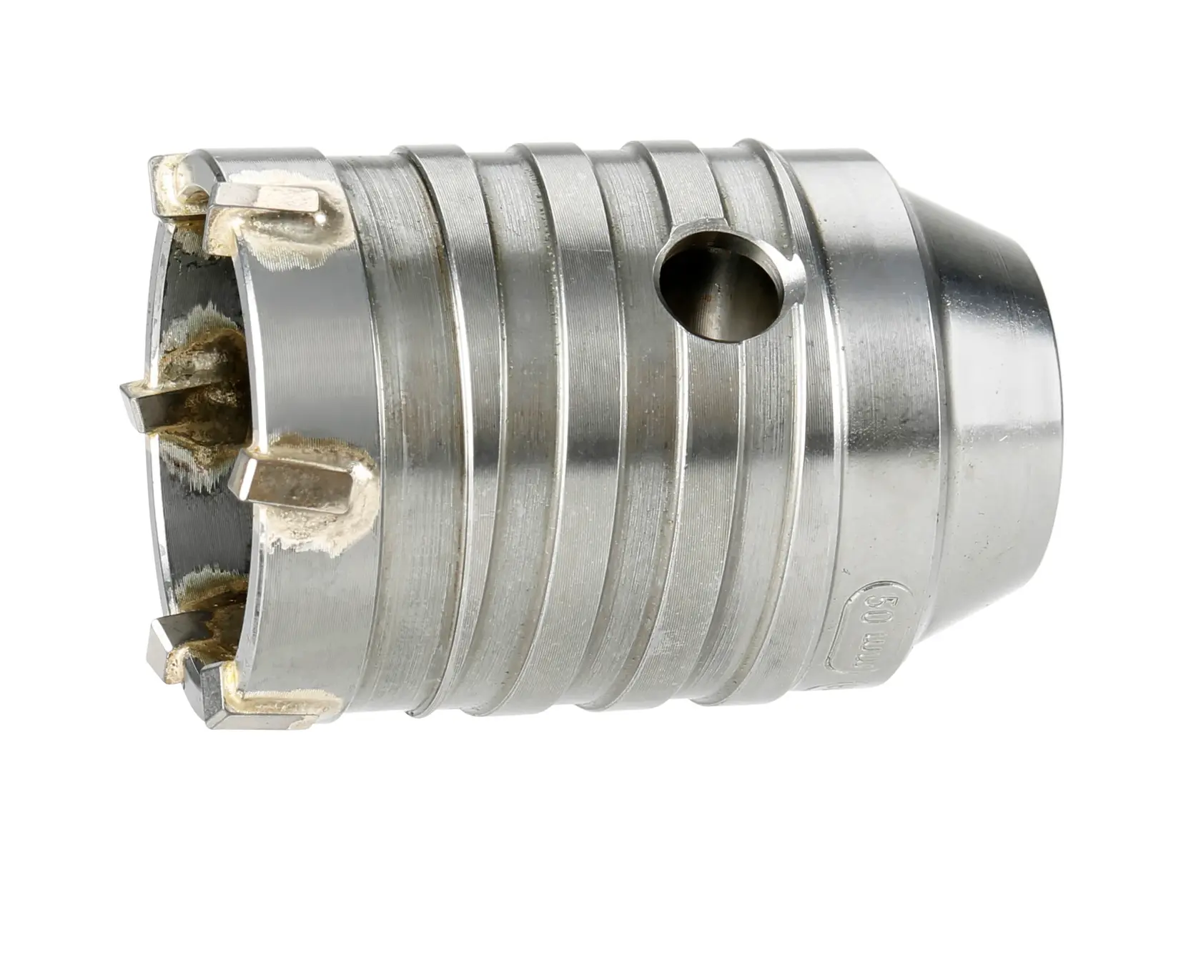 Foto de broca corona DEWALT metálica, vista lateral, SKU DT6747, DT6747-QZ.