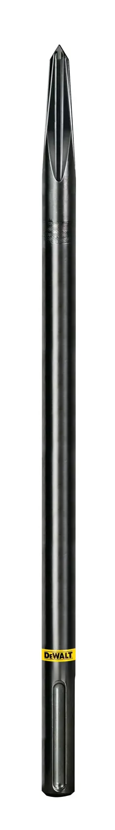 DEWALT DT6978, DT6978-F cincel largo de metal negro para fotografía. Producto vertical sobre fondo blanco.