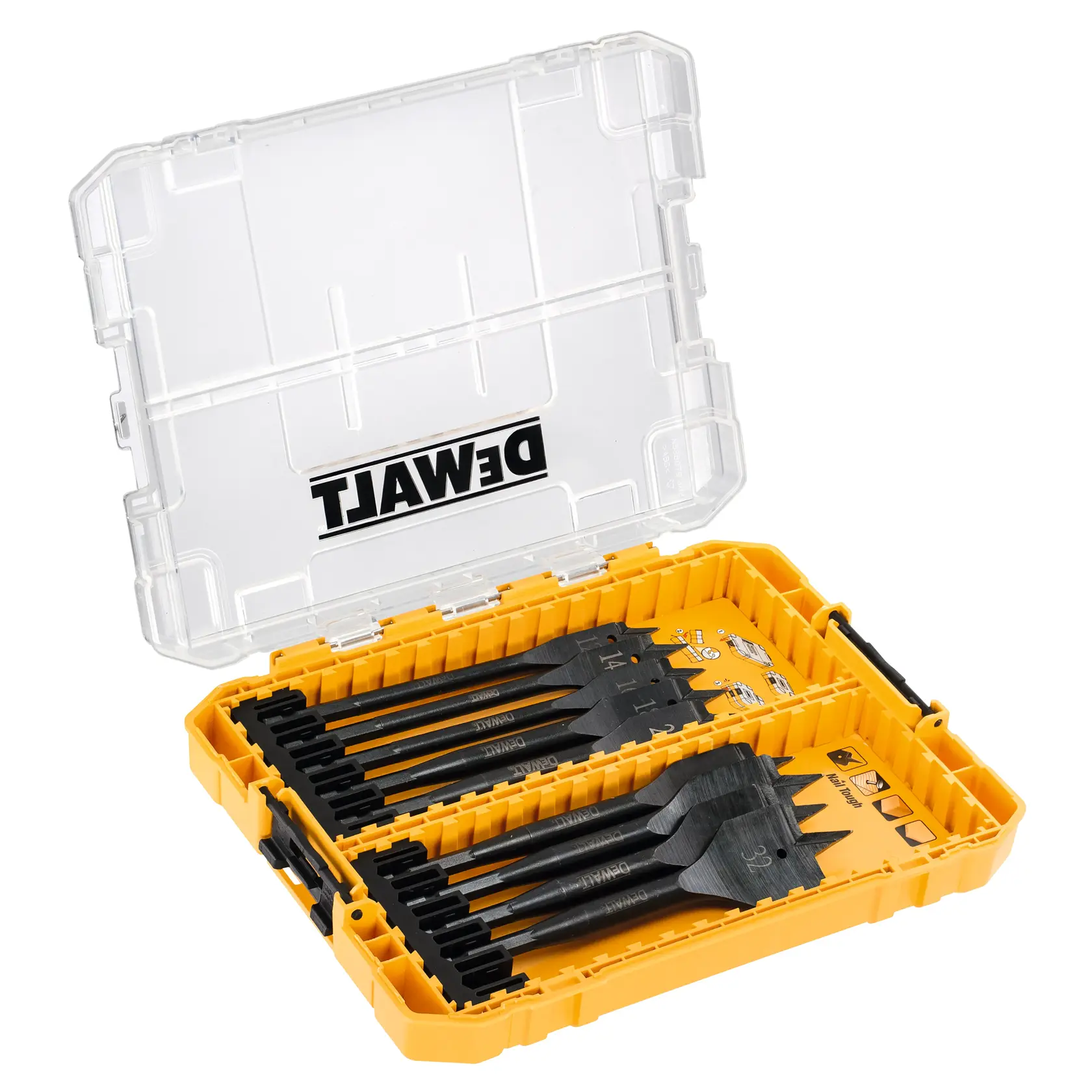 Gráfico que muestra la marca DEWALT XTREME Sub-Compact Series con el eslogan 'Compacto y lleno de rendimiento' sobre un fondo amarillo.