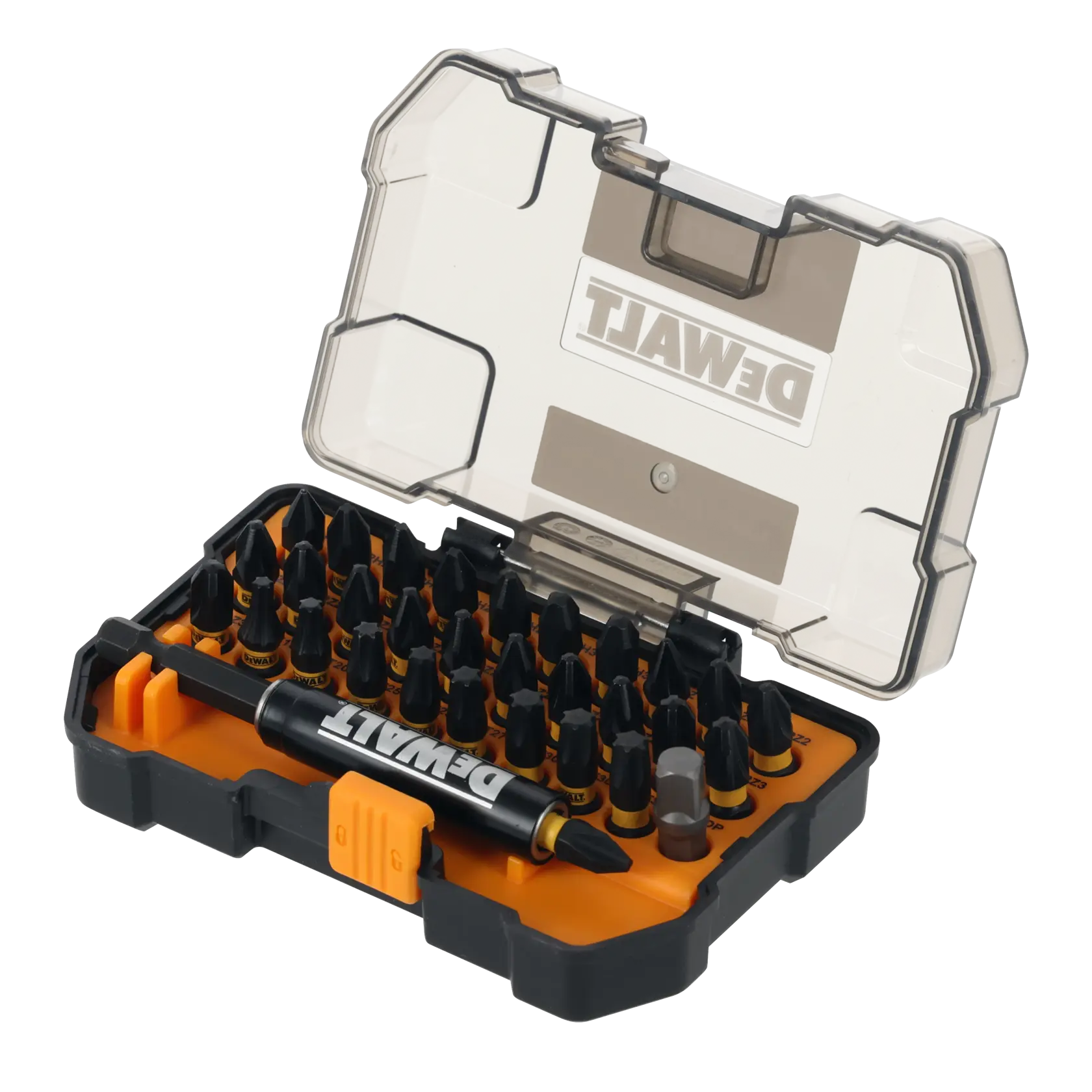 Juego de 32 piezas edición McLaren: 30 puntas de 25mm FLEXTORQ (PH1, PH2 x5, PH3 x2, PZ1, PZ2 x10, PZ3 x3, T15, T20, T25 x2, T27, T30 x3) con portapuntas magnético de impacto y adaptador de 1/4"
