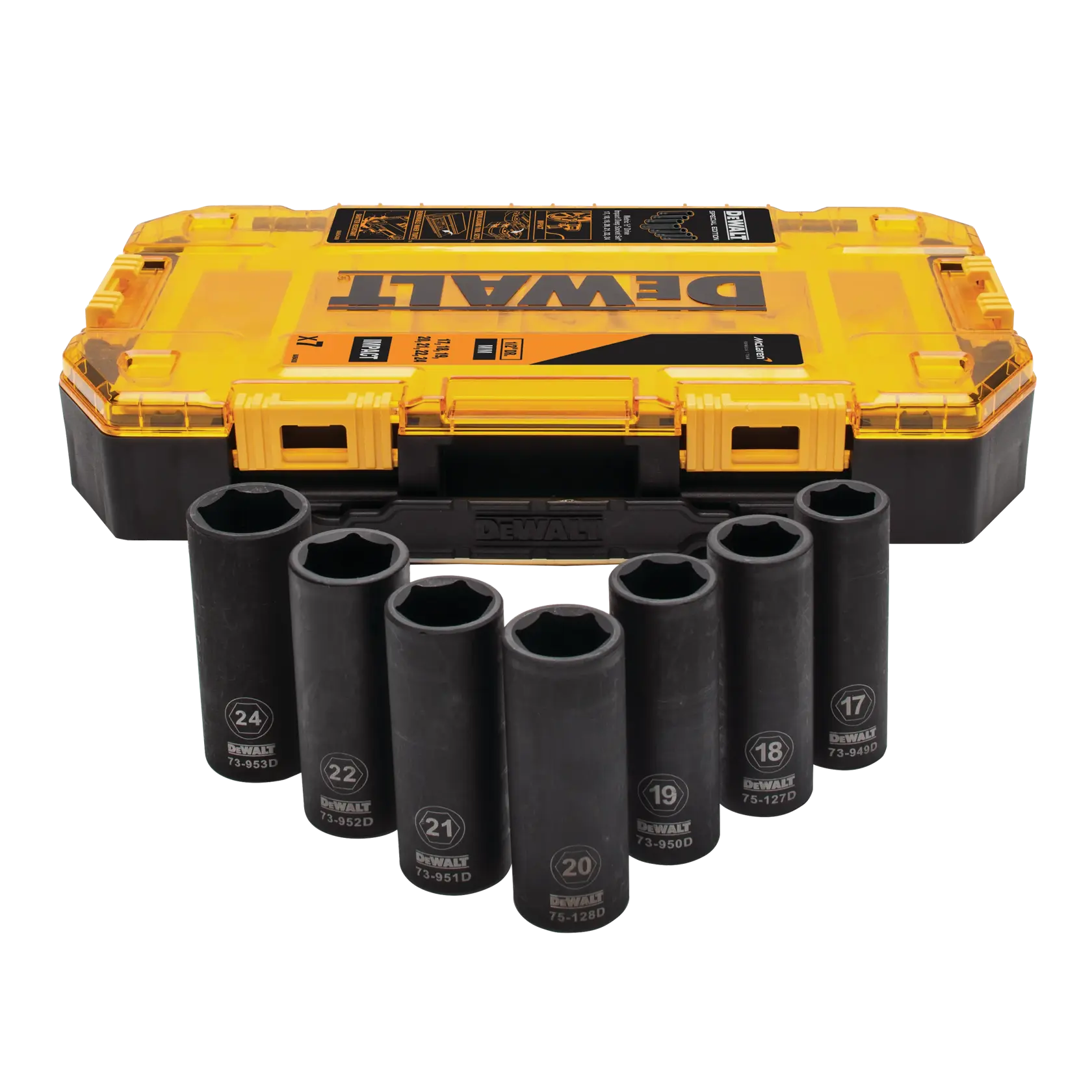 Set 7 vasos de impacto 1/2" edición McLaren: Ø 17, 18, 19, 20, 21, 22, 24mm