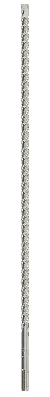 Foto de broca larga de albañilería DEWALT DT8932 plateada, espiral, vista frontal, fondo blanco.