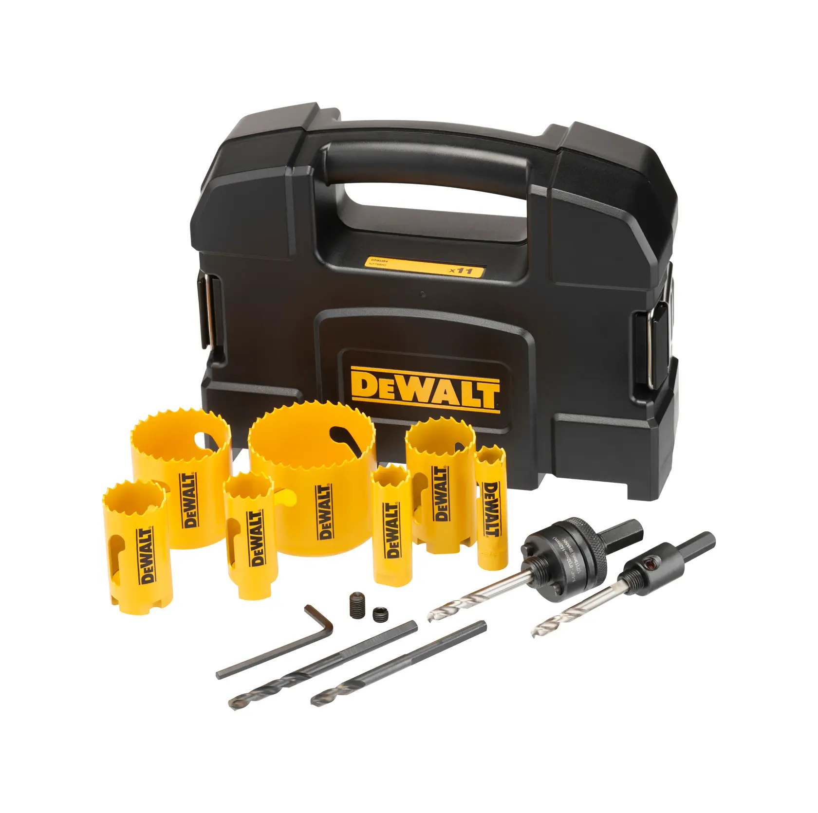 Graphic showing DEWALT XTREME Sub-Compact Series branding with the slogan 'Compact and Performance Packed' on a yellow background.
