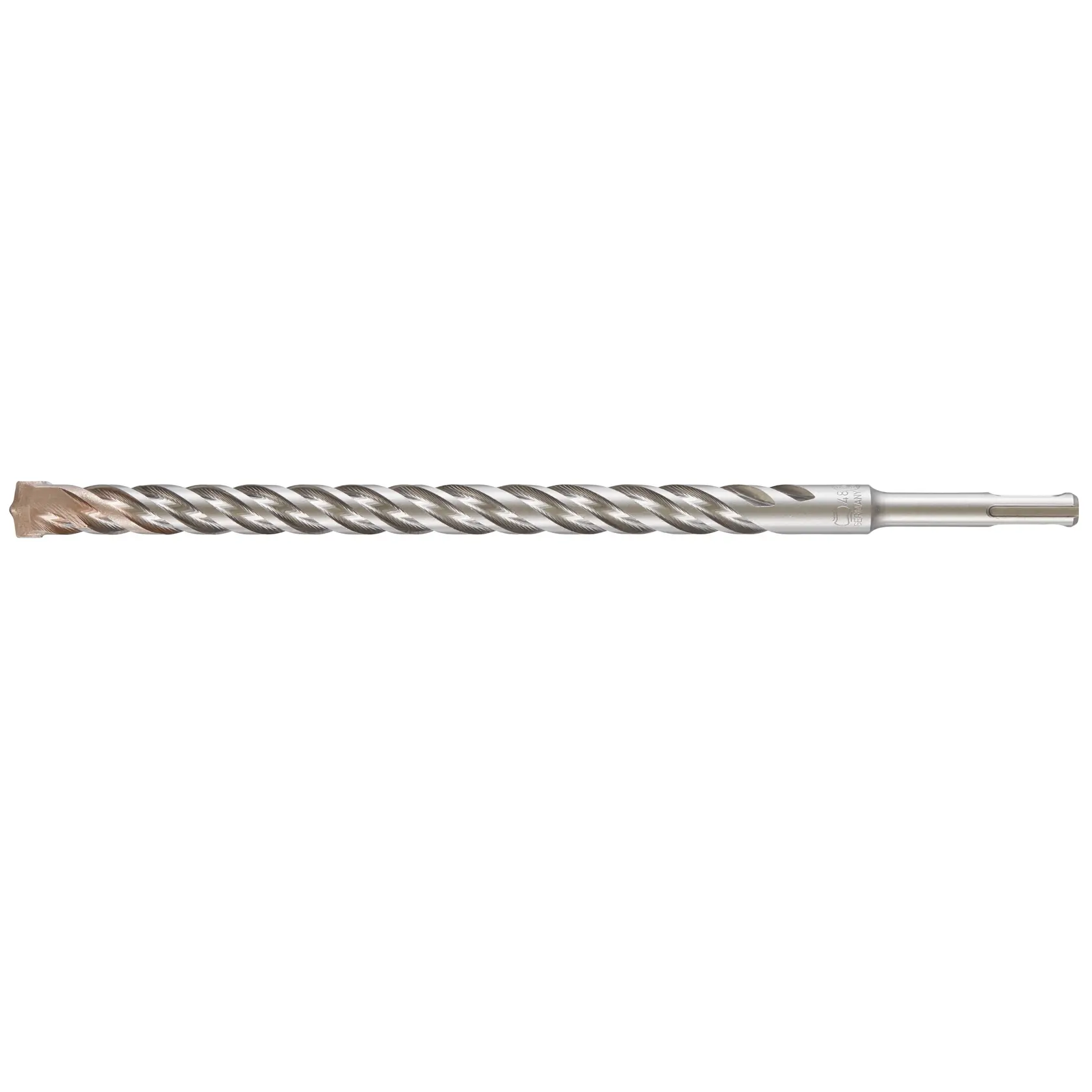 Fotografía de broca DEWALT DT9581, plateada, diseño espiral, ángulo lateral, fondo blanco.