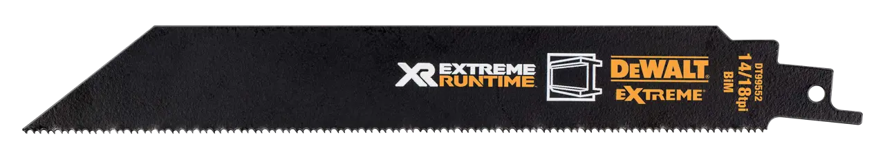 DeWalt Hoja de Sierra Sable Bi-metal XR EXTREME RUNTIME Longuitud:203mm, paso de diente 1,8-1,4 mm para madera, aglomerado, metales, tuberías, plásticos y PVC · DT99552-QZ