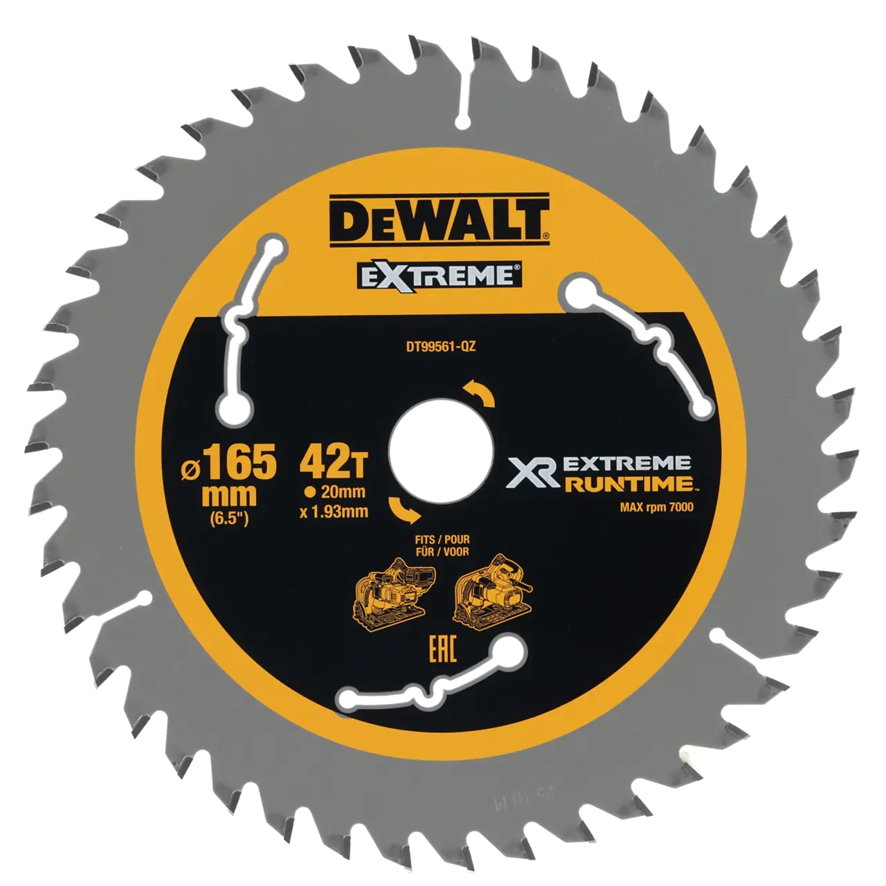 DeWalt Hojas para Sierra Circular portátil XR EXTREME RUNTIME  165mm x 20mm 42D 10º · DT99561-QZ