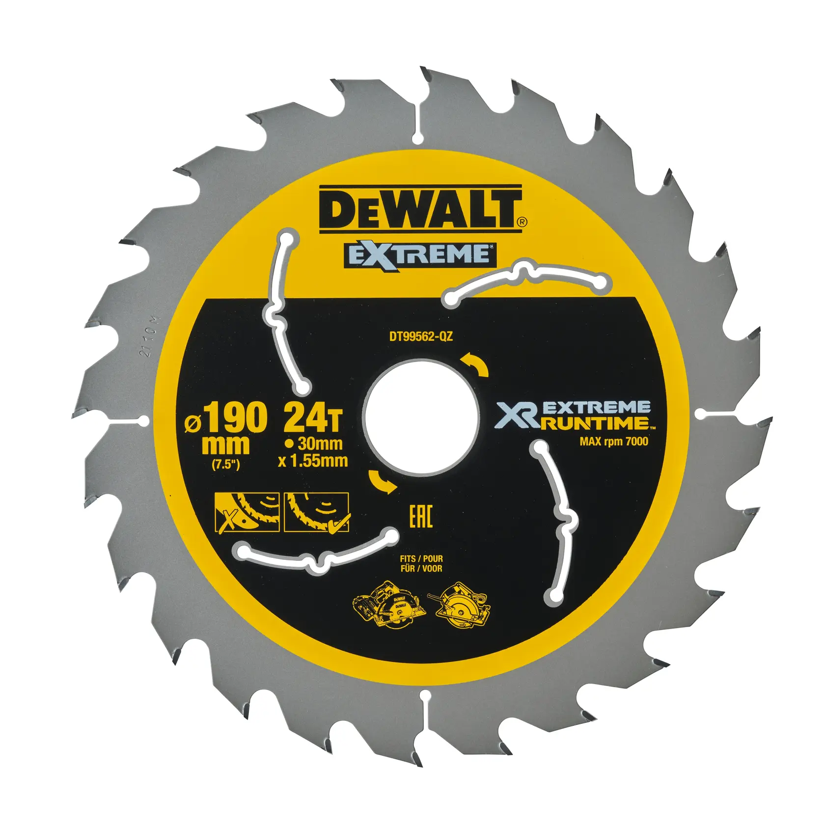Gráfico que muestra la marca DEWALT XTREME Sub-Compact Series con el eslogan 'Compacto y lleno de rendimiento' sobre un fondo amarillo.